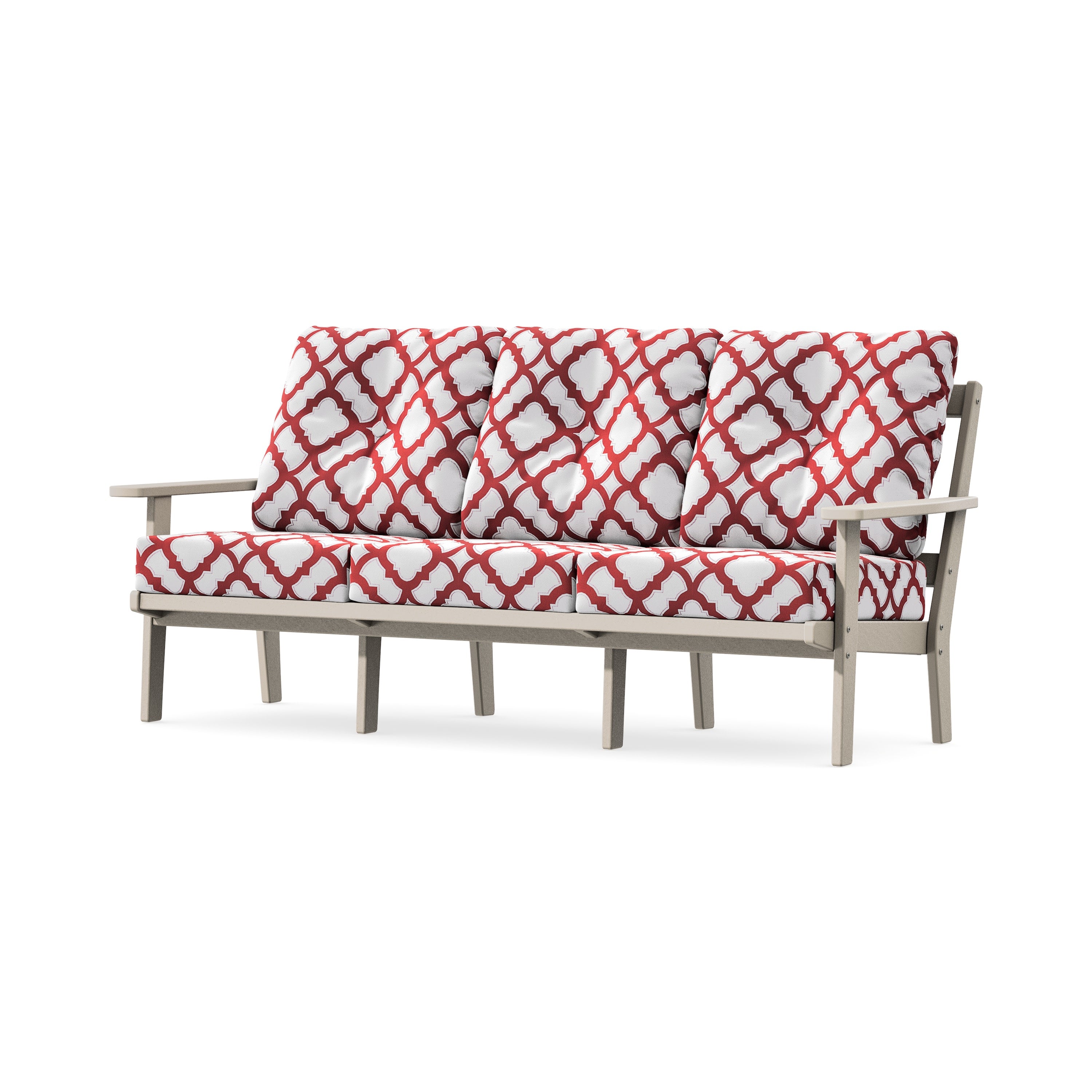PrairieDeep Seating Sofa in Sand / Trellis Crimson