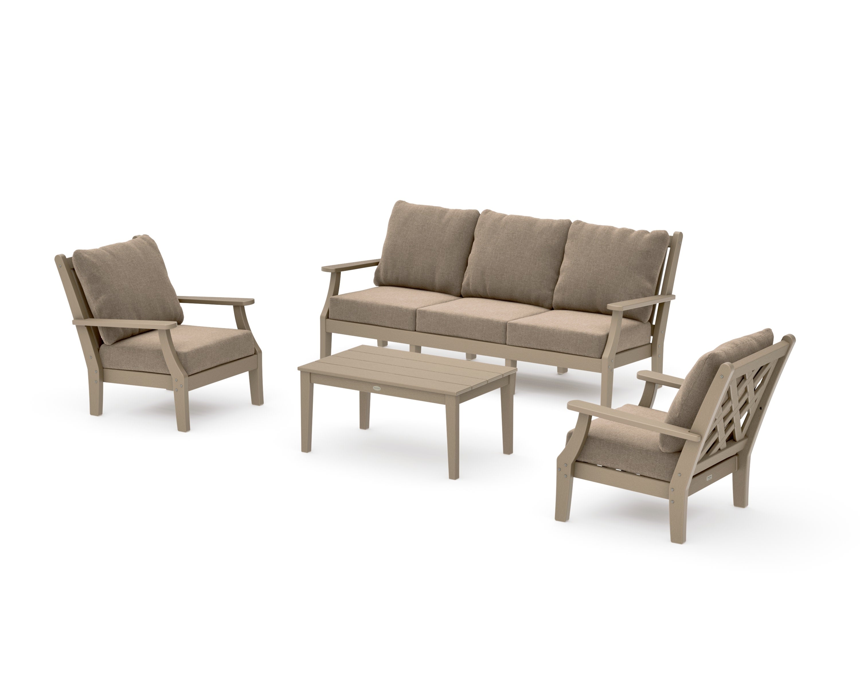 Wovendale 4-Piece Deep Seating Set with Sofa in Vintage Sahara / Spiced Burlap