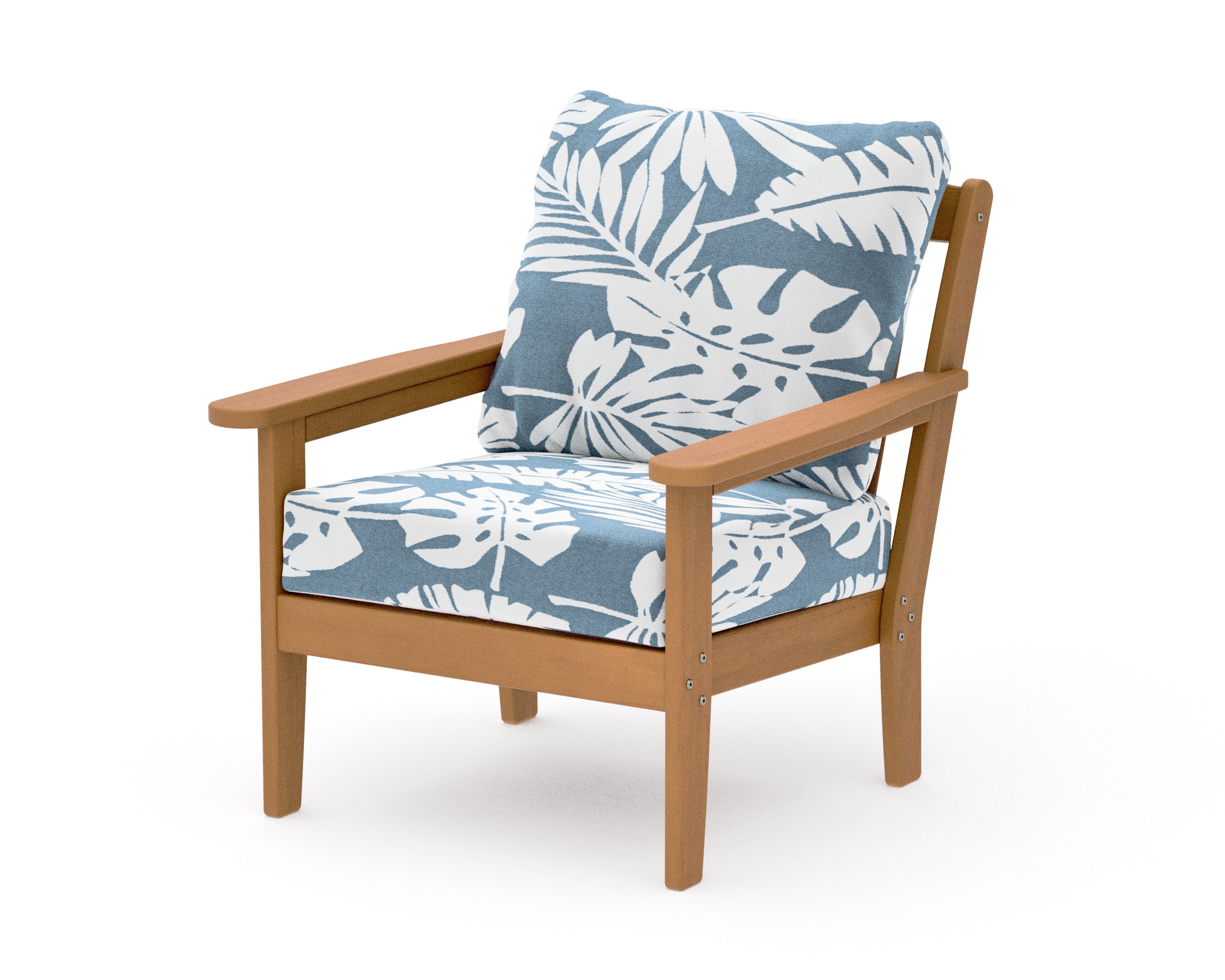 Cottage Deep Seating Chair in Natural / Leaf Sky Blue