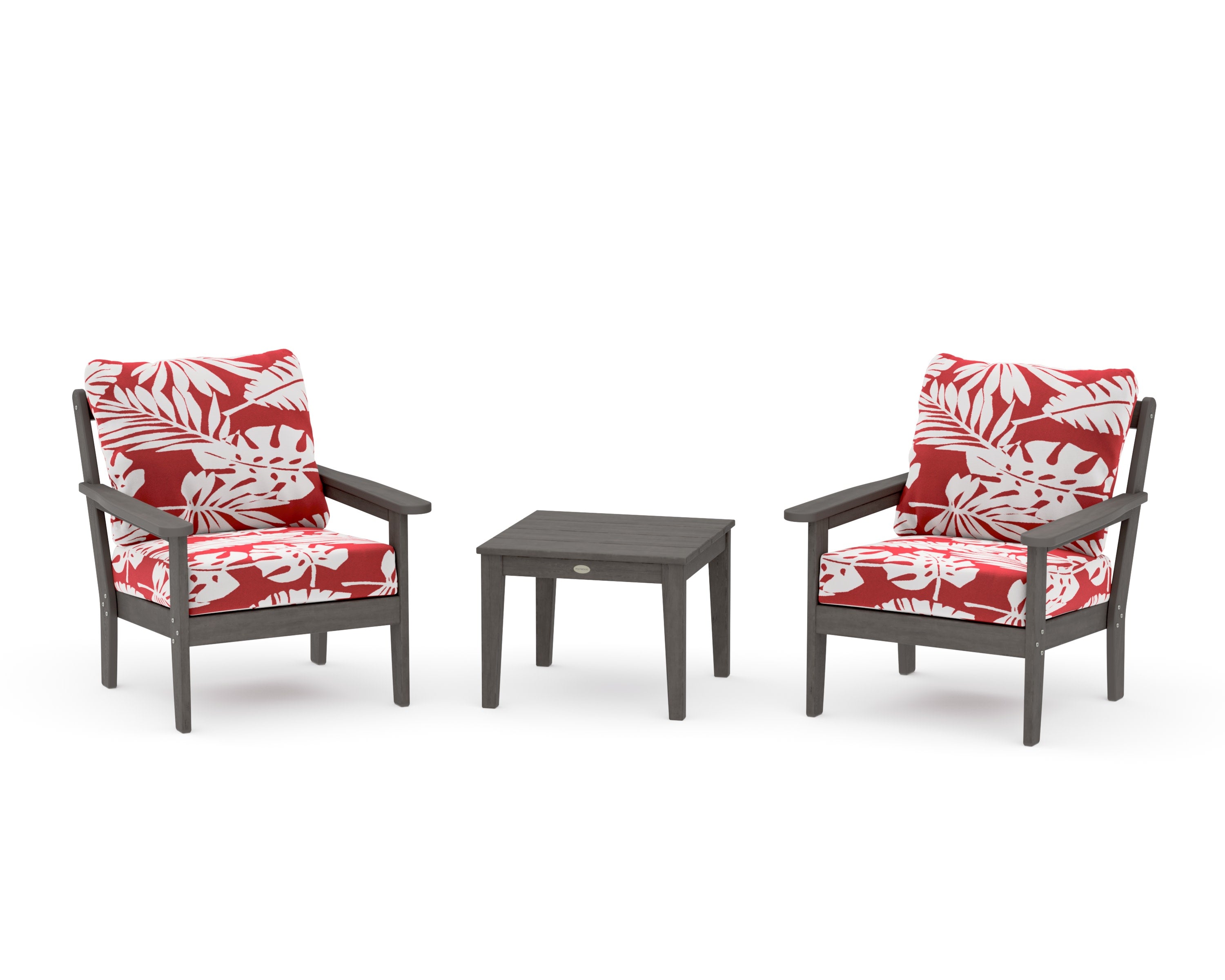 Cottage 3-Piece Deep Seating Set in Driftwood / Leaf Crimson