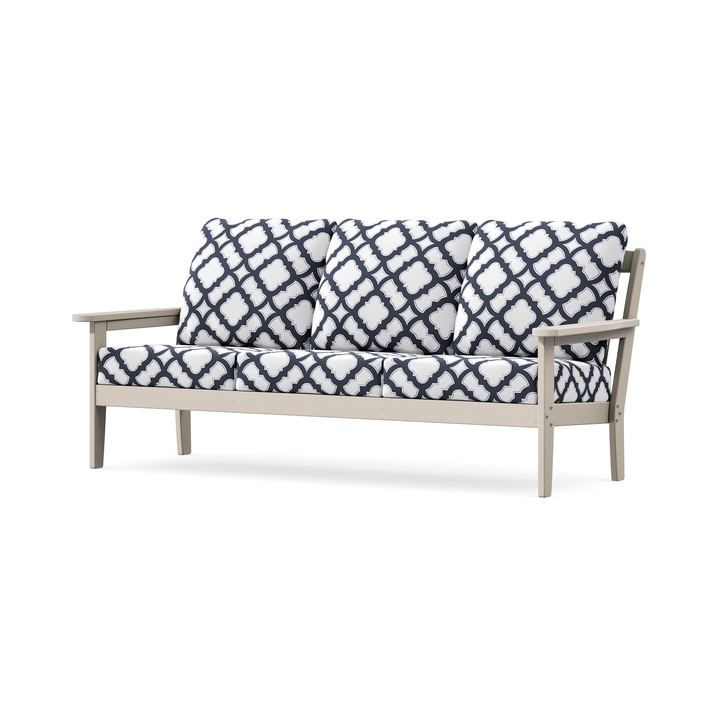 Cottage Deep Seating Sofa in Sand / Trellis Navy