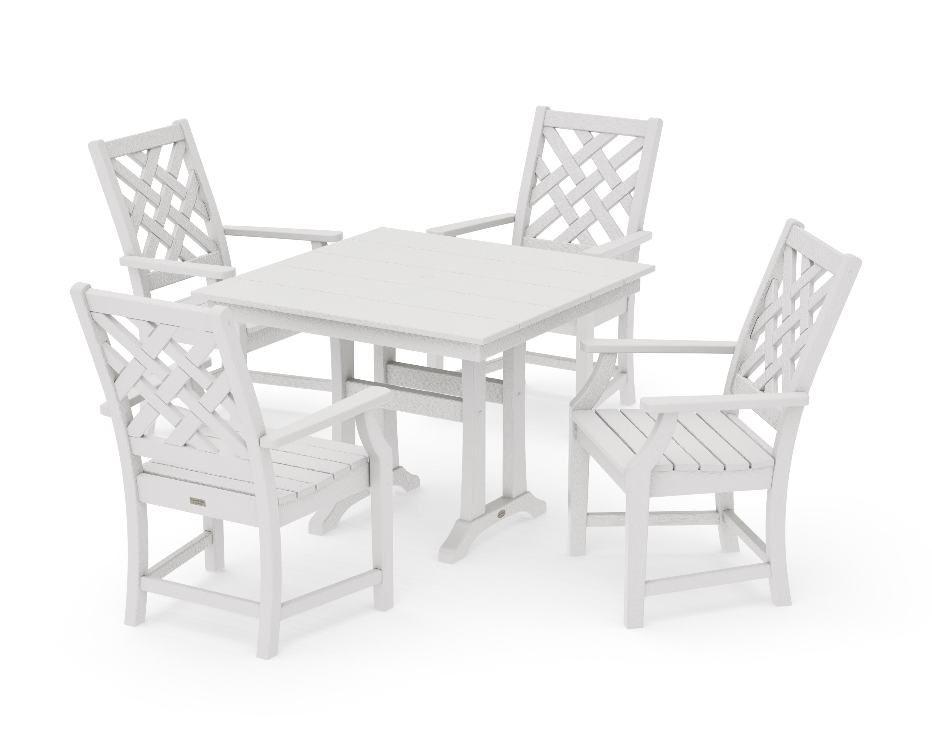 Wovendale 5-Piece Farmhouse Dining Set with Trestle Legs in Vintage White