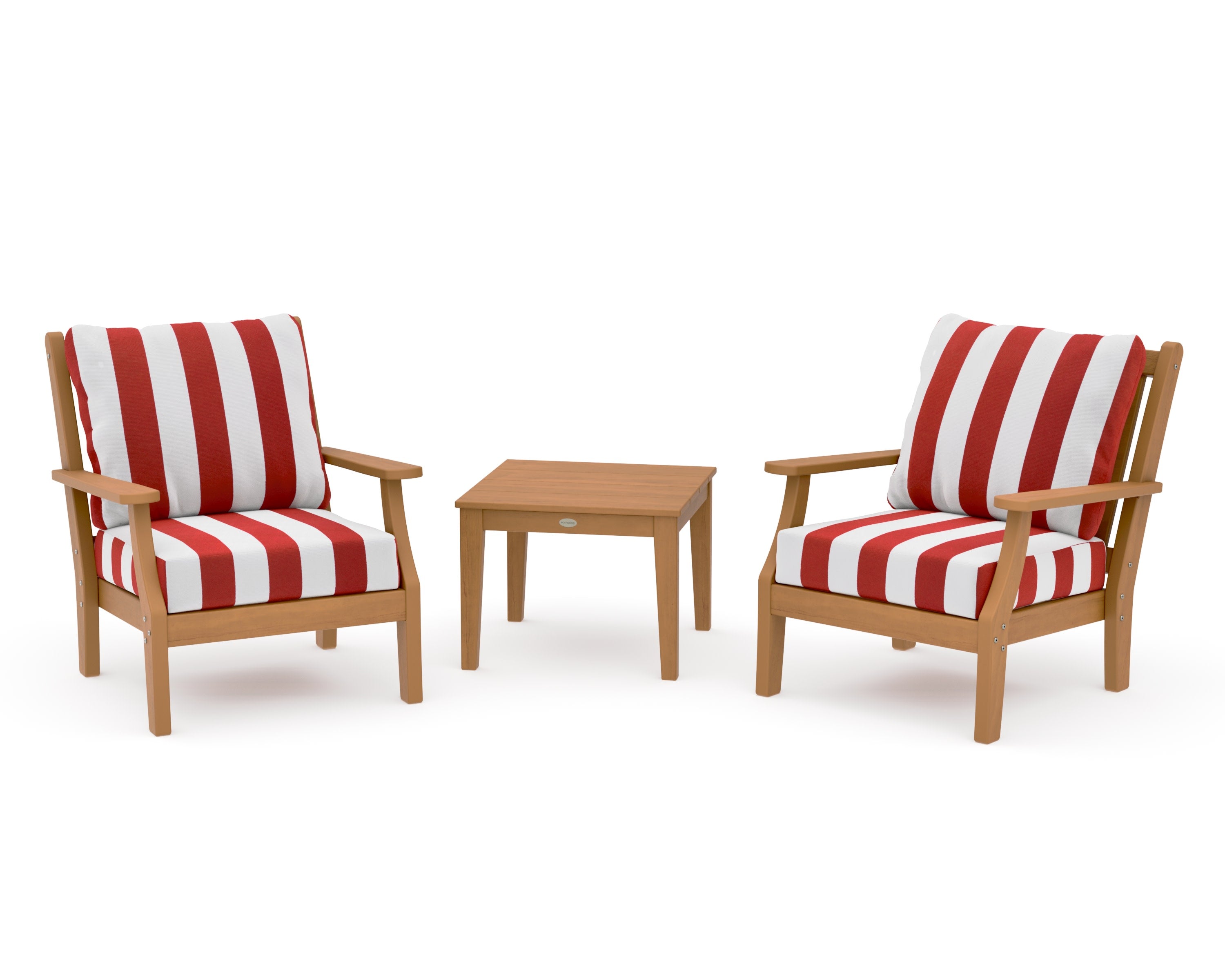 Wovendale 3-Piece Deep Seating Set in Natural / Cabana Stripe Crimson