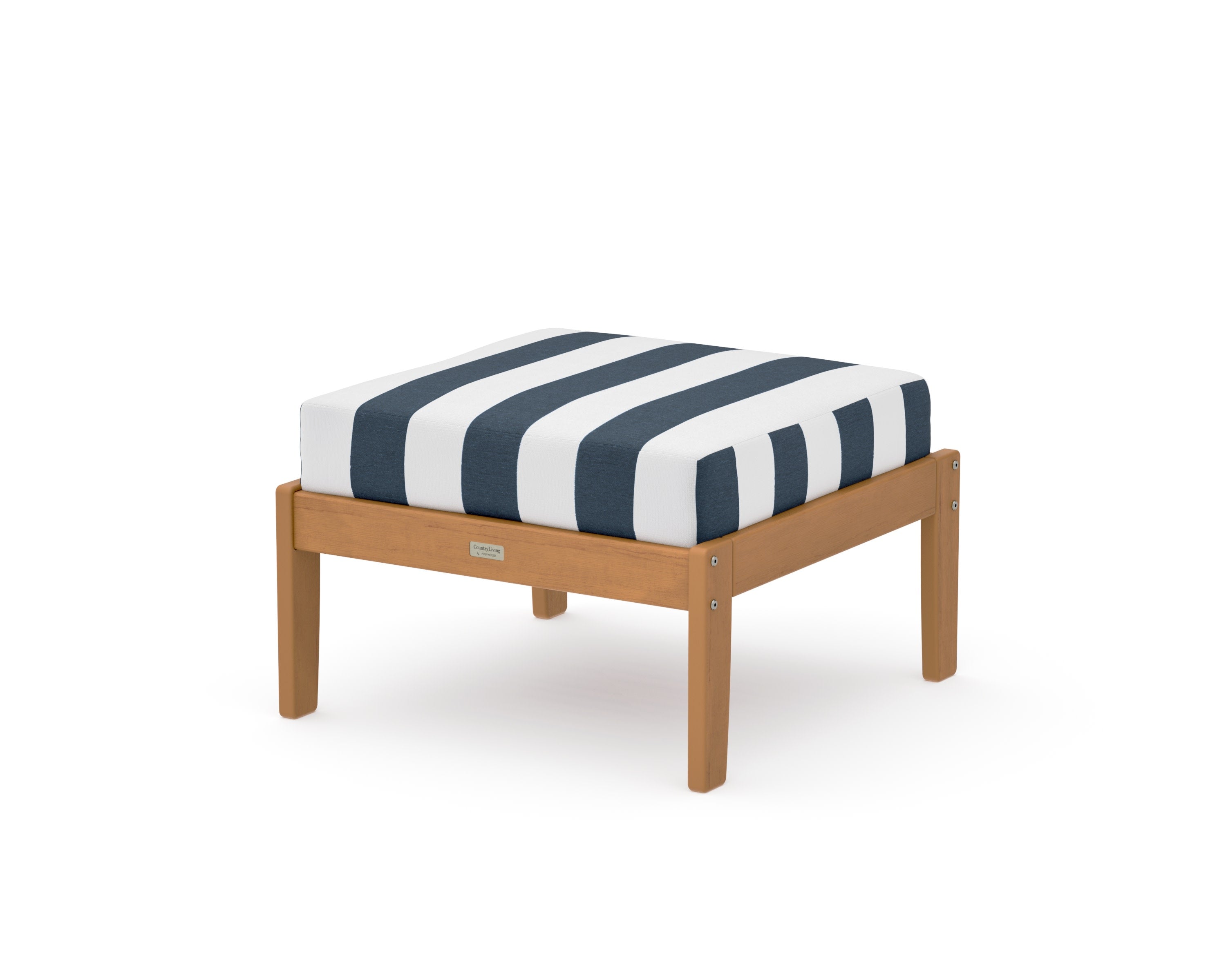 Cottage Deep Seating Ottoman in Natural / Cabana Stripe Marine Indigo