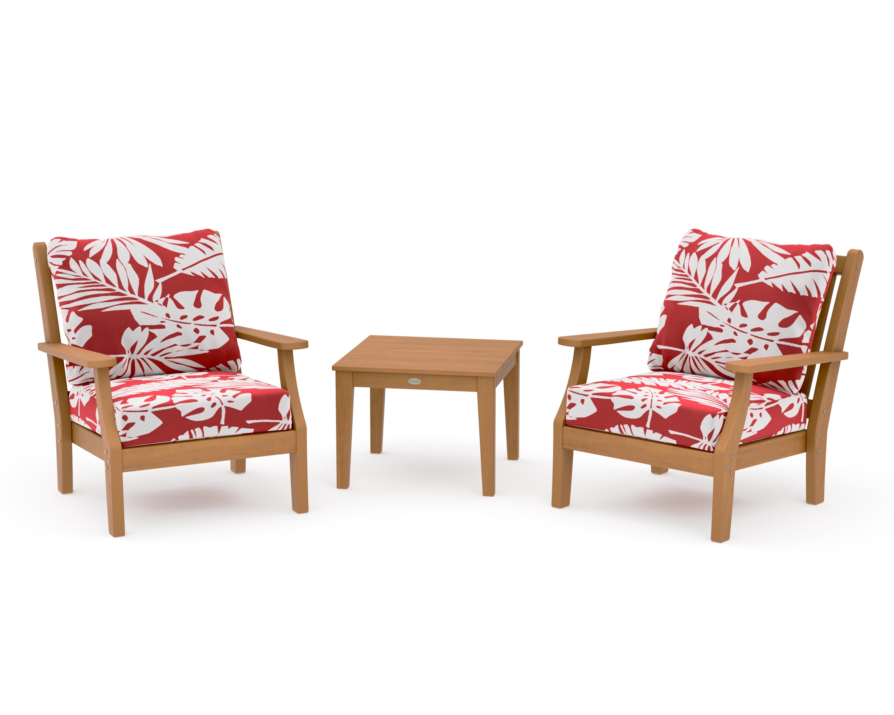 Wovendale 3-Piece Deep Seating Set in Natural / Leaf Crimson