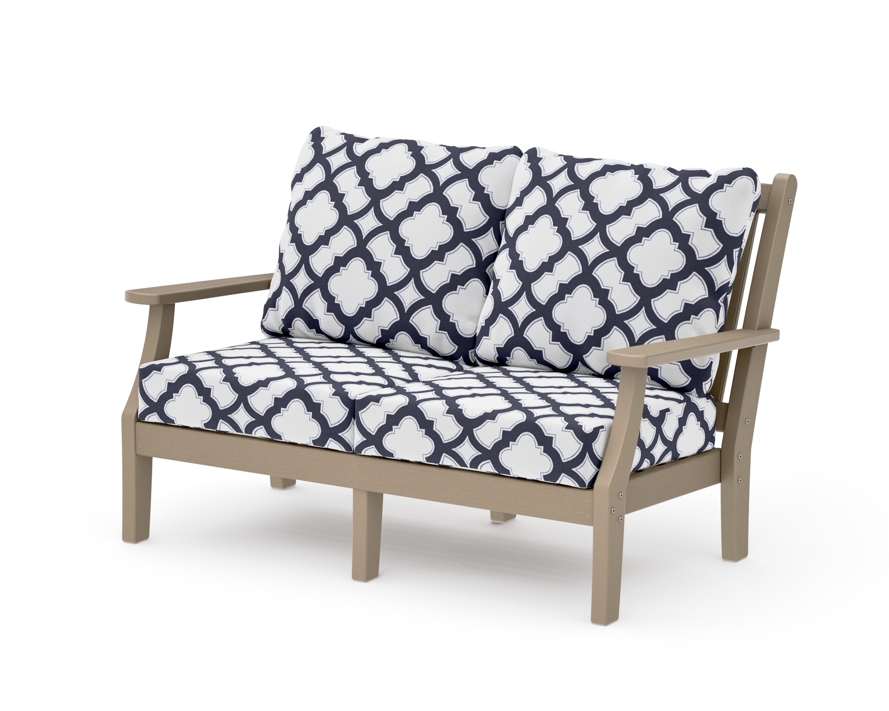Wovendale Deep Seating Loveseat in Vintage Sahara / Trellis Navy