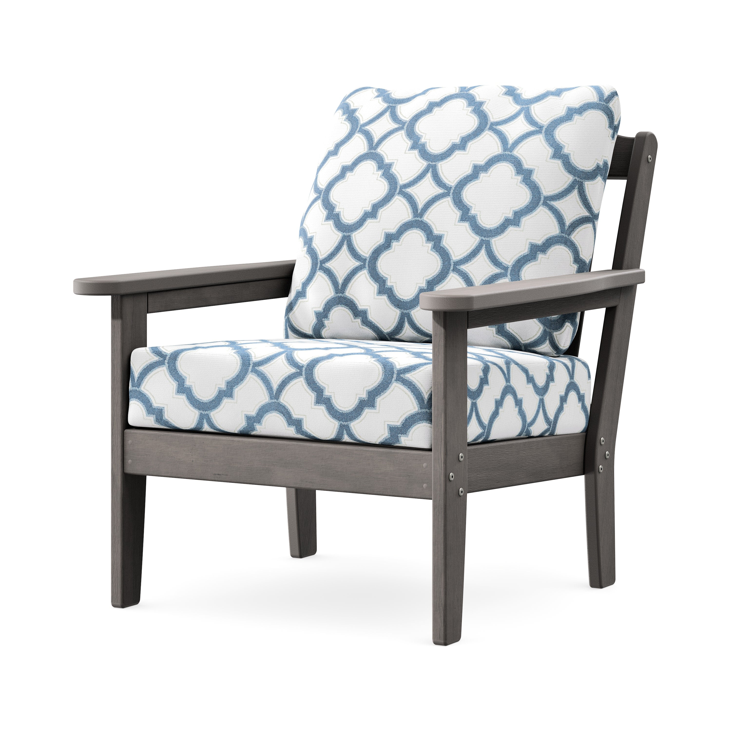 Cottage Deep Seating Chair in Driftwood / Trellis Sky Blue