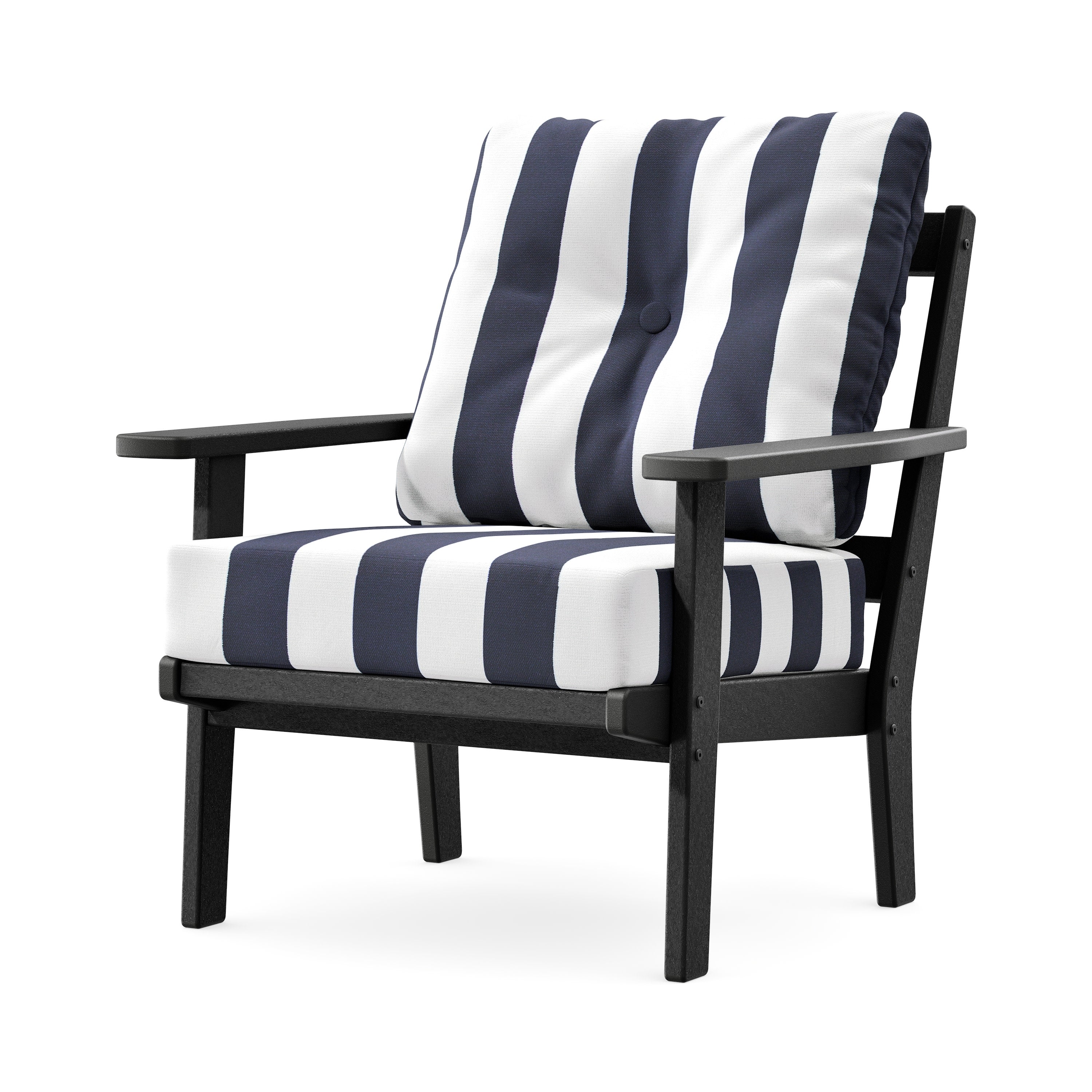 Prairie Deep Seating Chair in Black / Cabana Stripe Navy