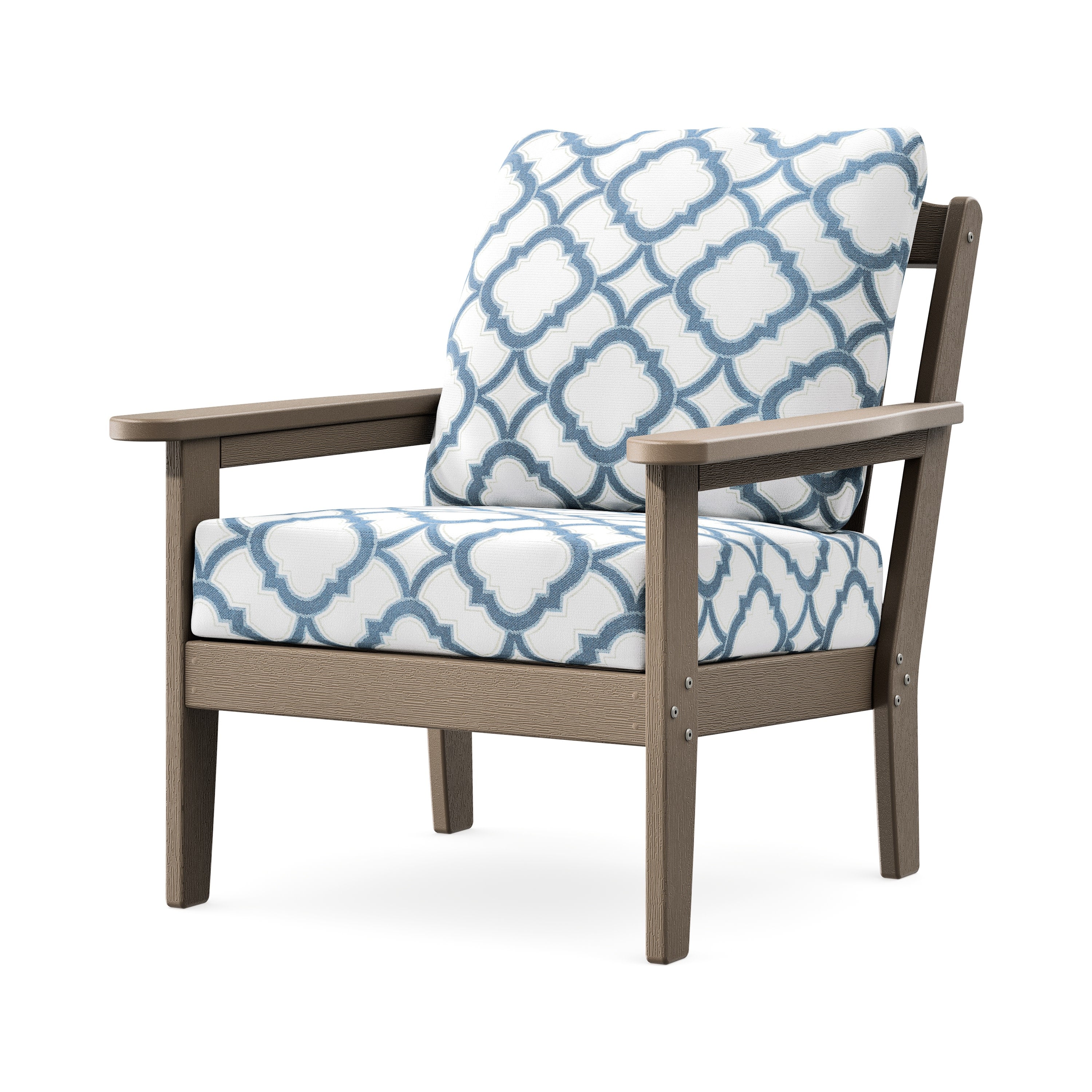 Cottage Deep Seating Chair in Vintage Sahara / Trellis Sky Blue