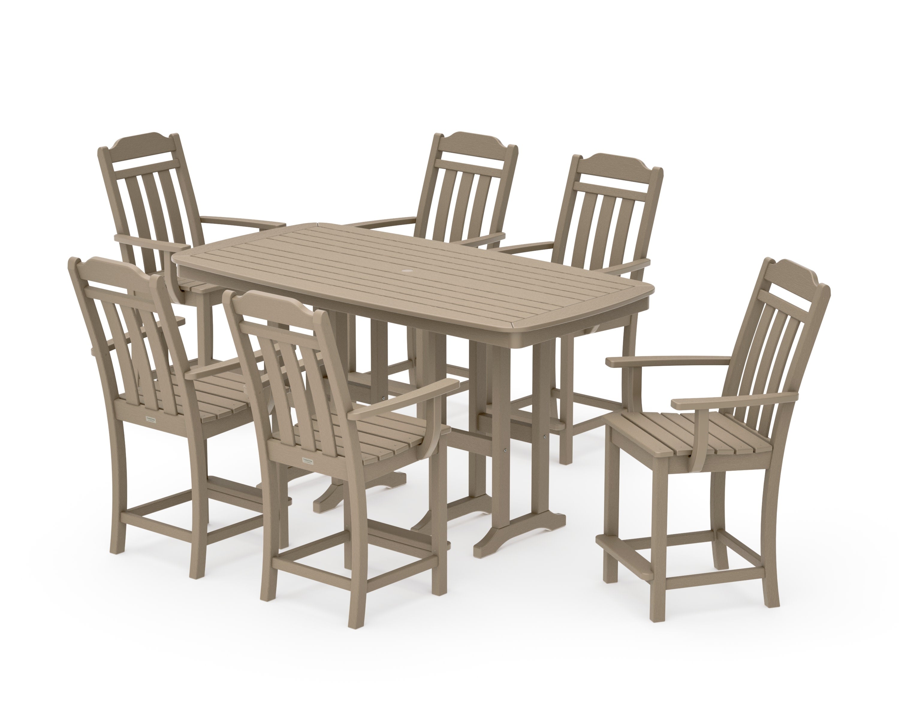 Cottage Arm Chair 7-Piece Counter Set in Vintage Sahara