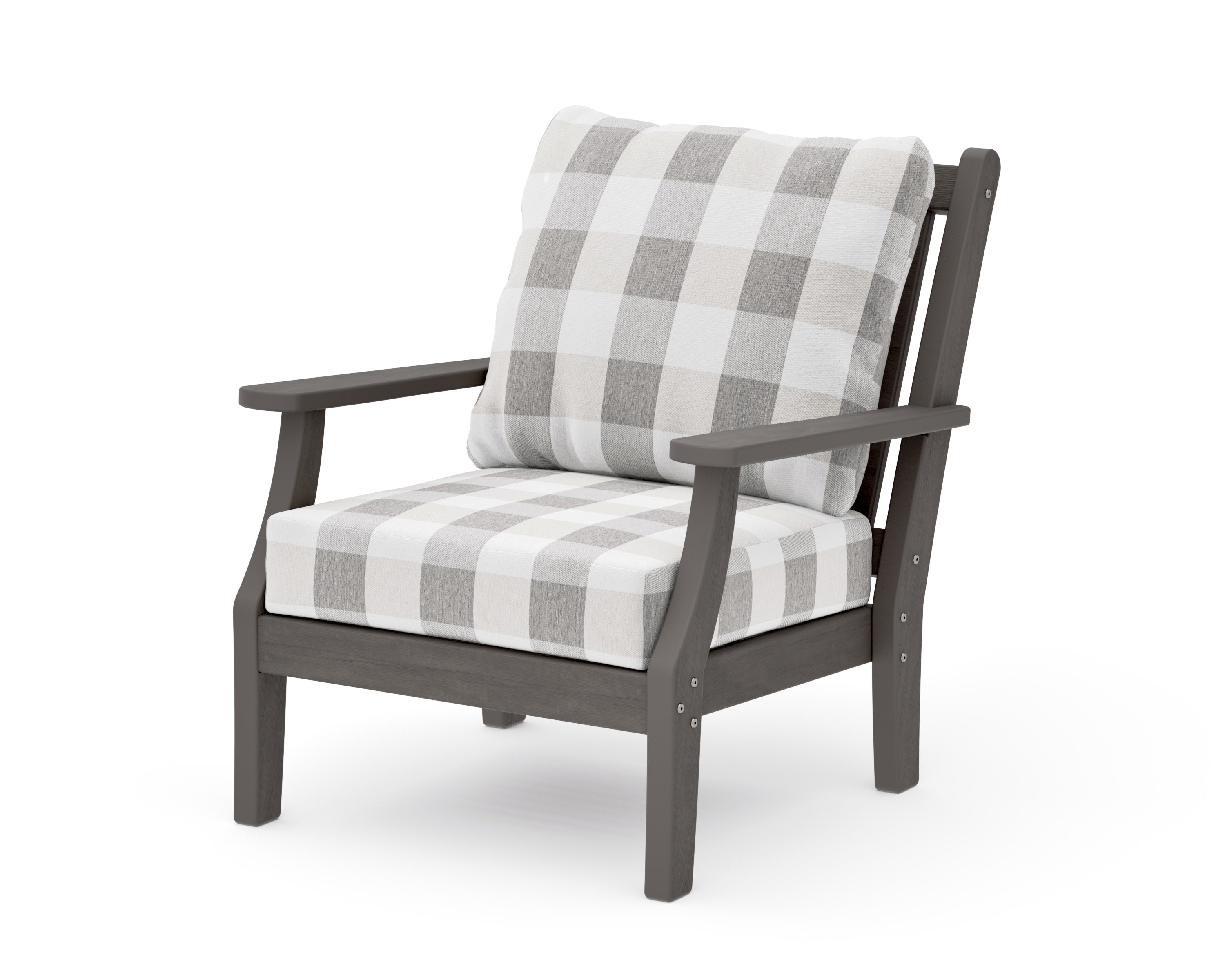 Wovendale Deep Seating Chair in Driftwood / Buffalo Plaid Grey Mist