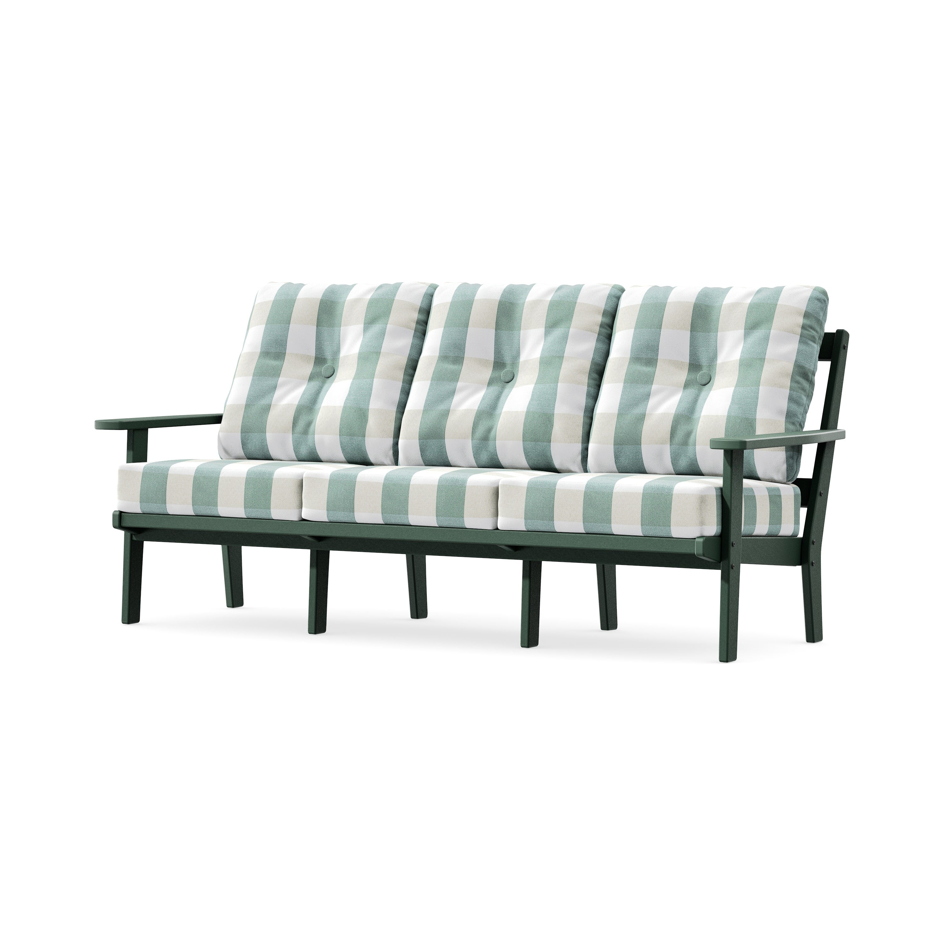 PrairieDeep Seating Sofa in Green / Buffalo Plaid Glacier Spa