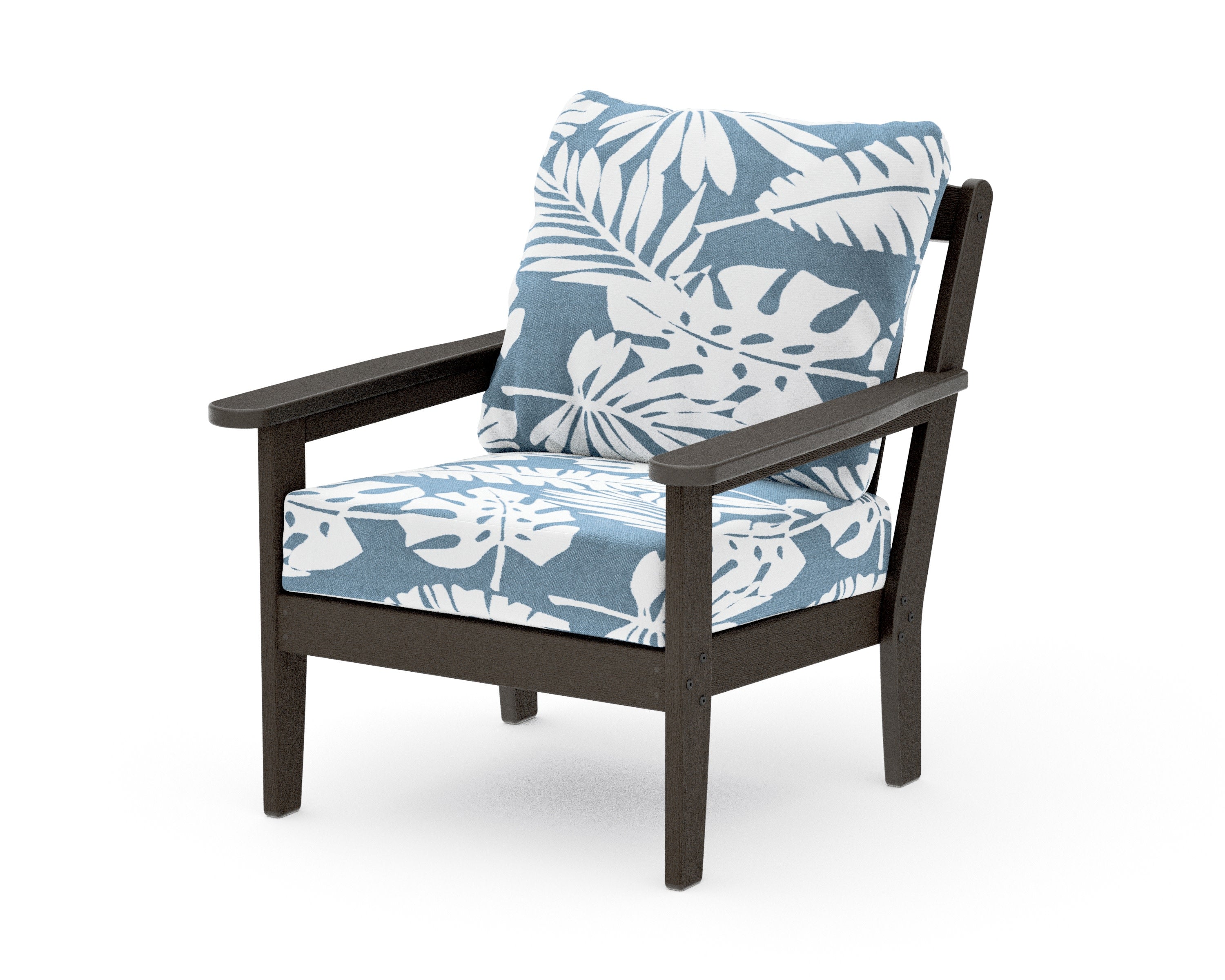Cottage Deep Seating Chair in Vintage Coffee / Leaf Sky Blue