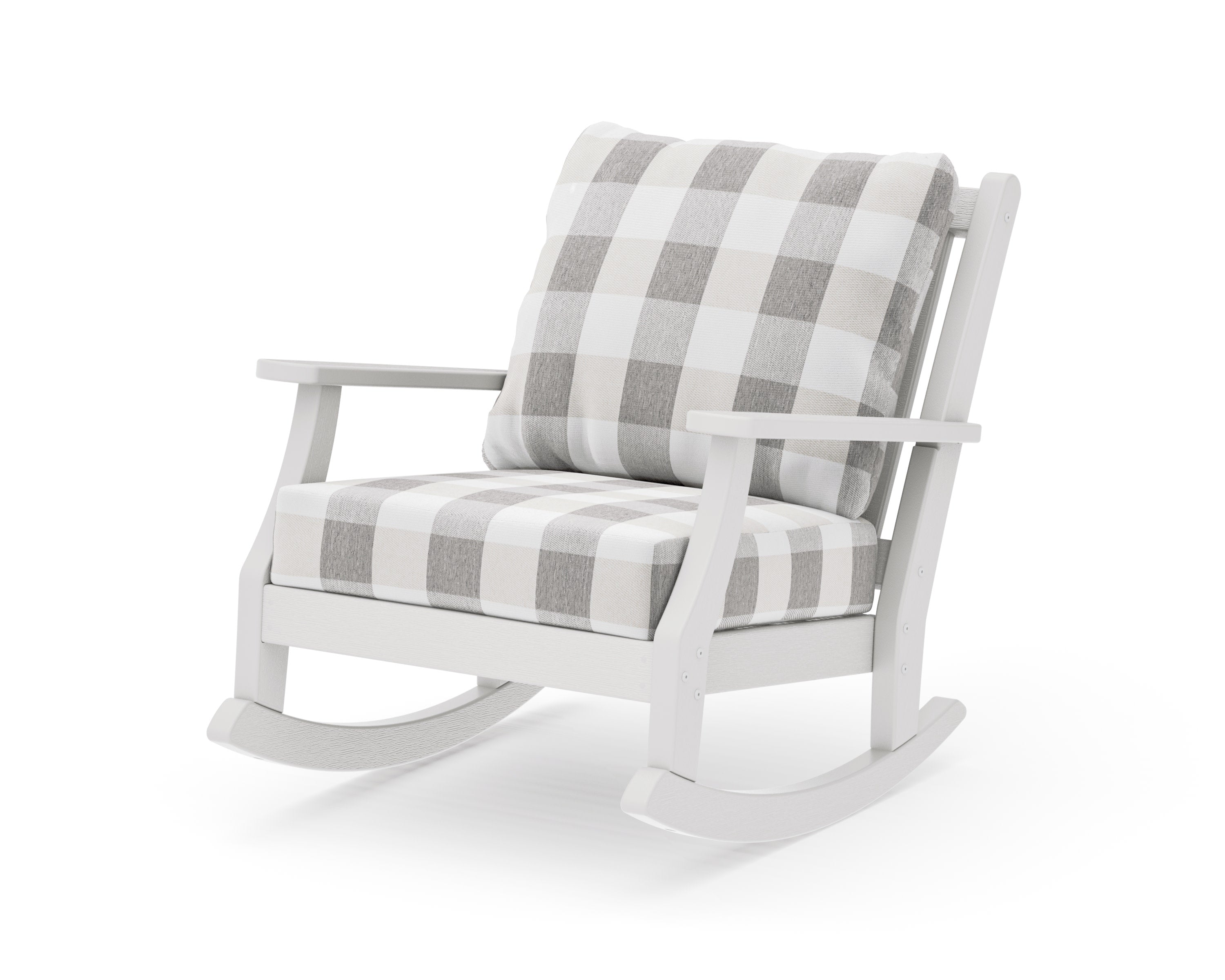 Wovendale Deep Seating Rocking Chair in Vintage White / Buffalo Plaid Grey Mist
