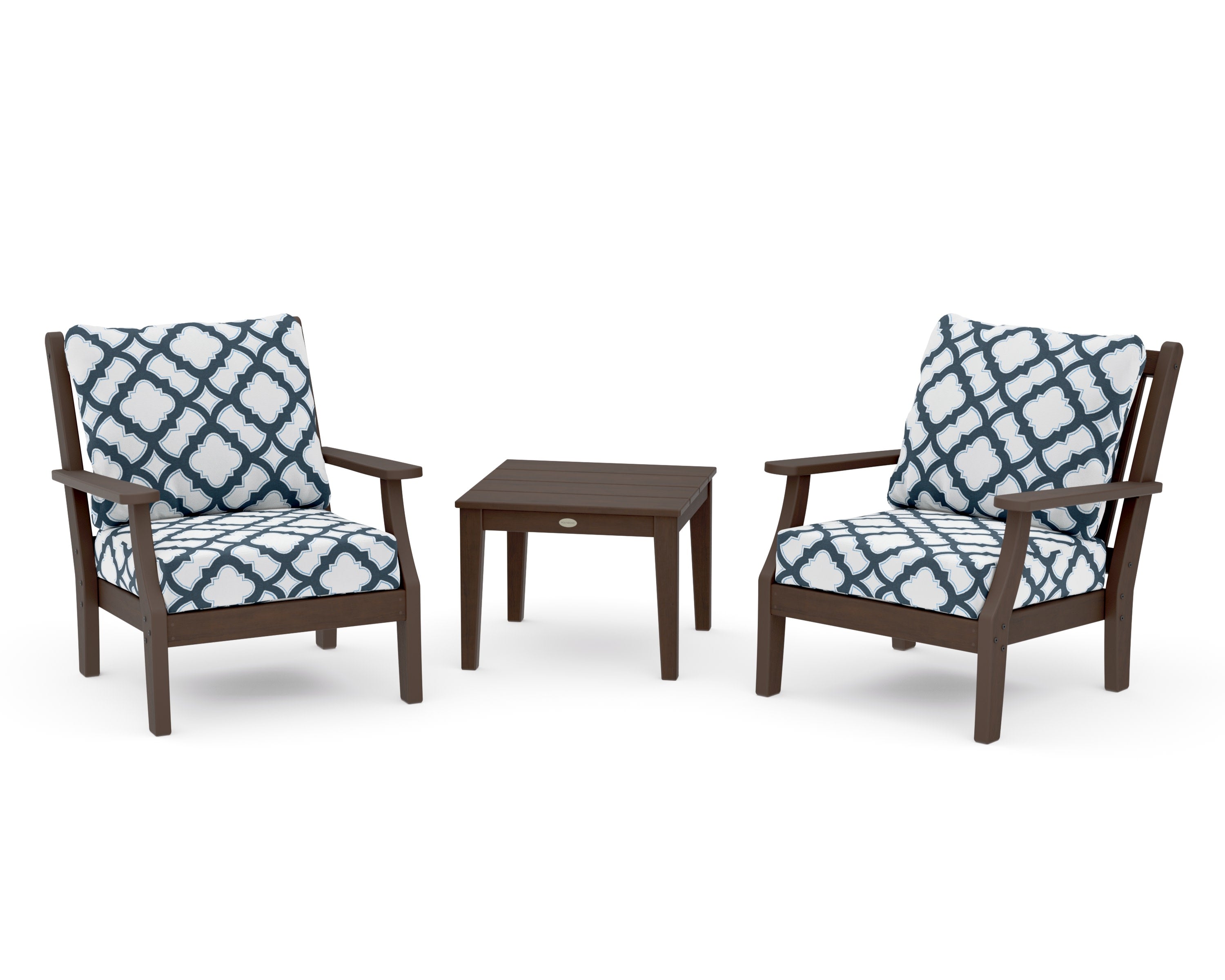 Wovendale 3-Piece Deep Seating Set in Kona / Trellis Marine Indigo