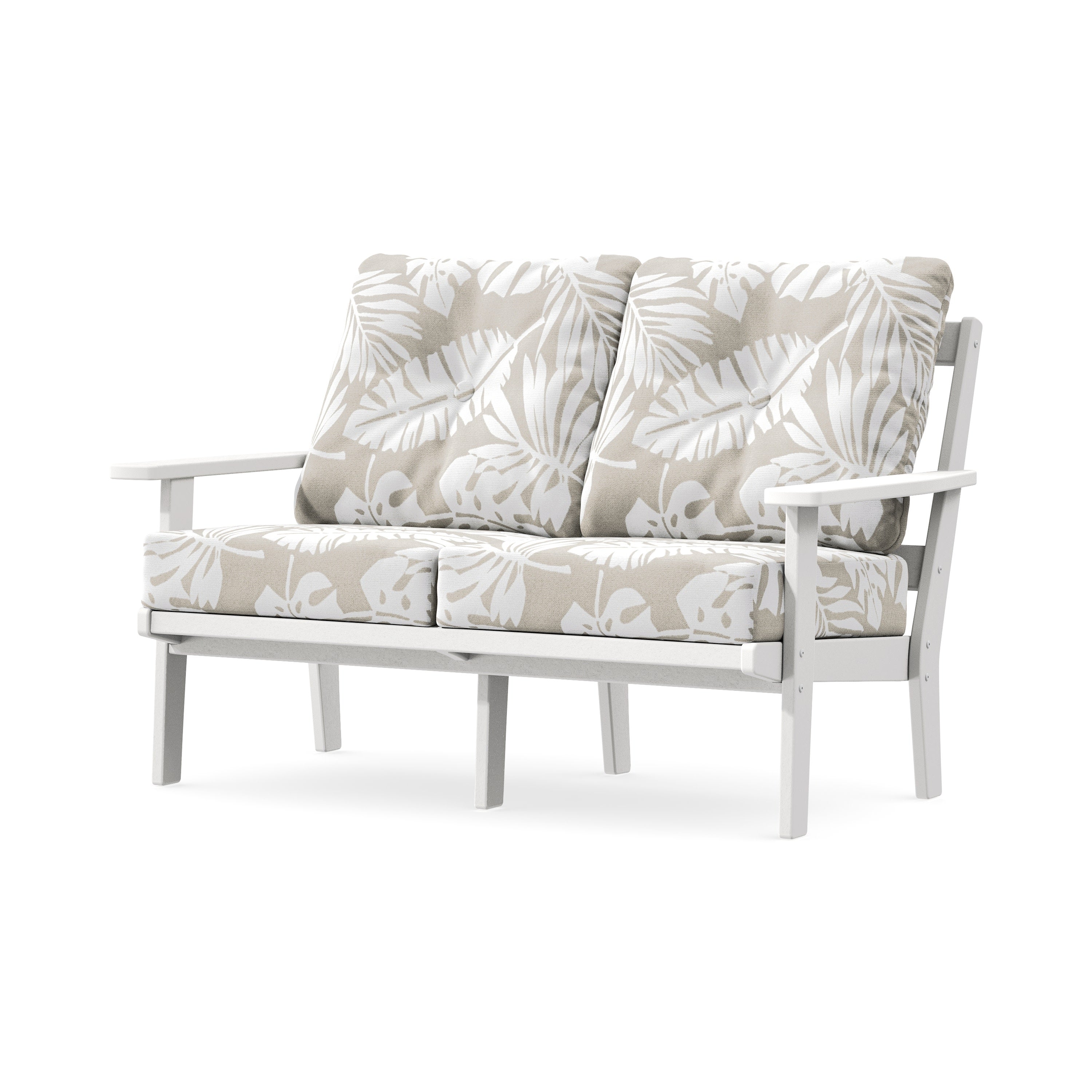 Prairie Deep SeatingLoveseat in White / Leaf Dune Burlap