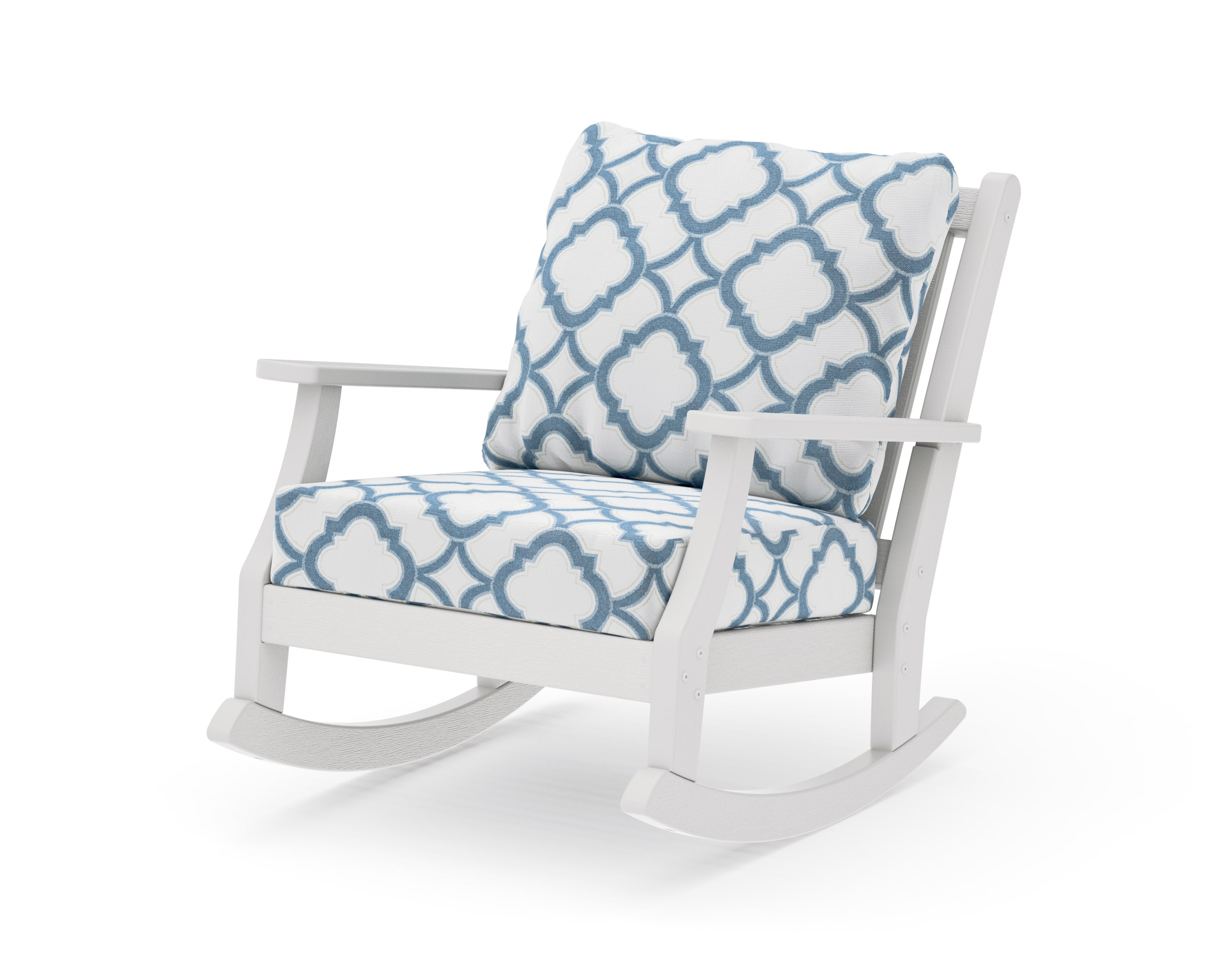 Wovendale Deep Seating Rocking Chair in Vintage White / Trellis Sky Blue