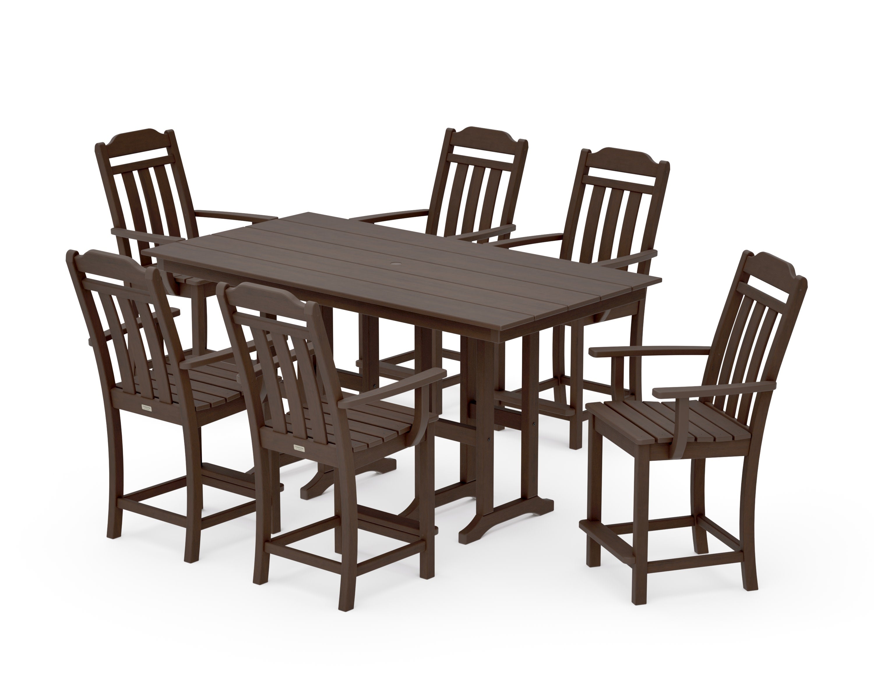 Cottage Arm Chair 7-Piece Farmhouse Counter Set in Kona