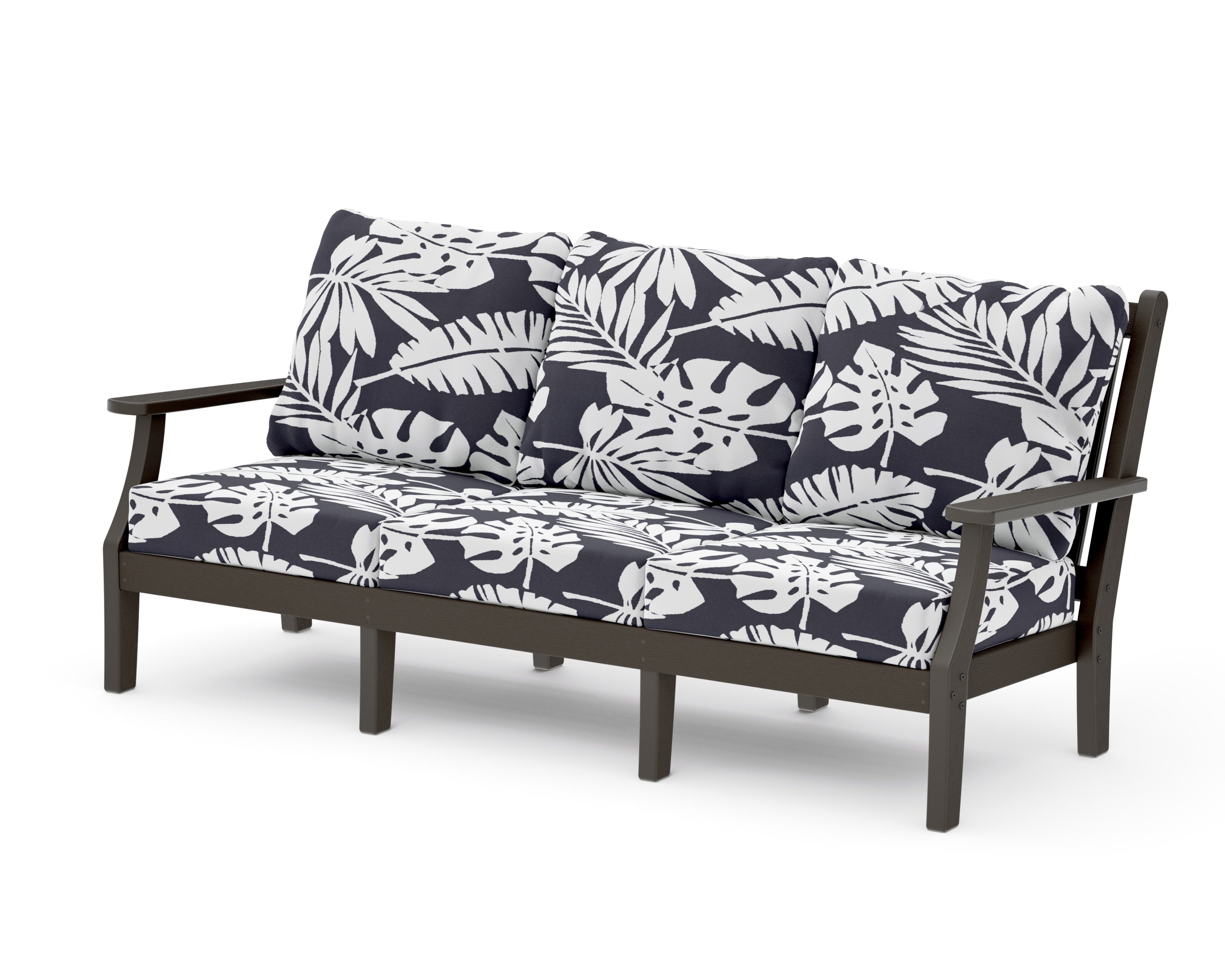 Wovendale Deep Seating Sofa in Vintage Coffee / Leaf Navy