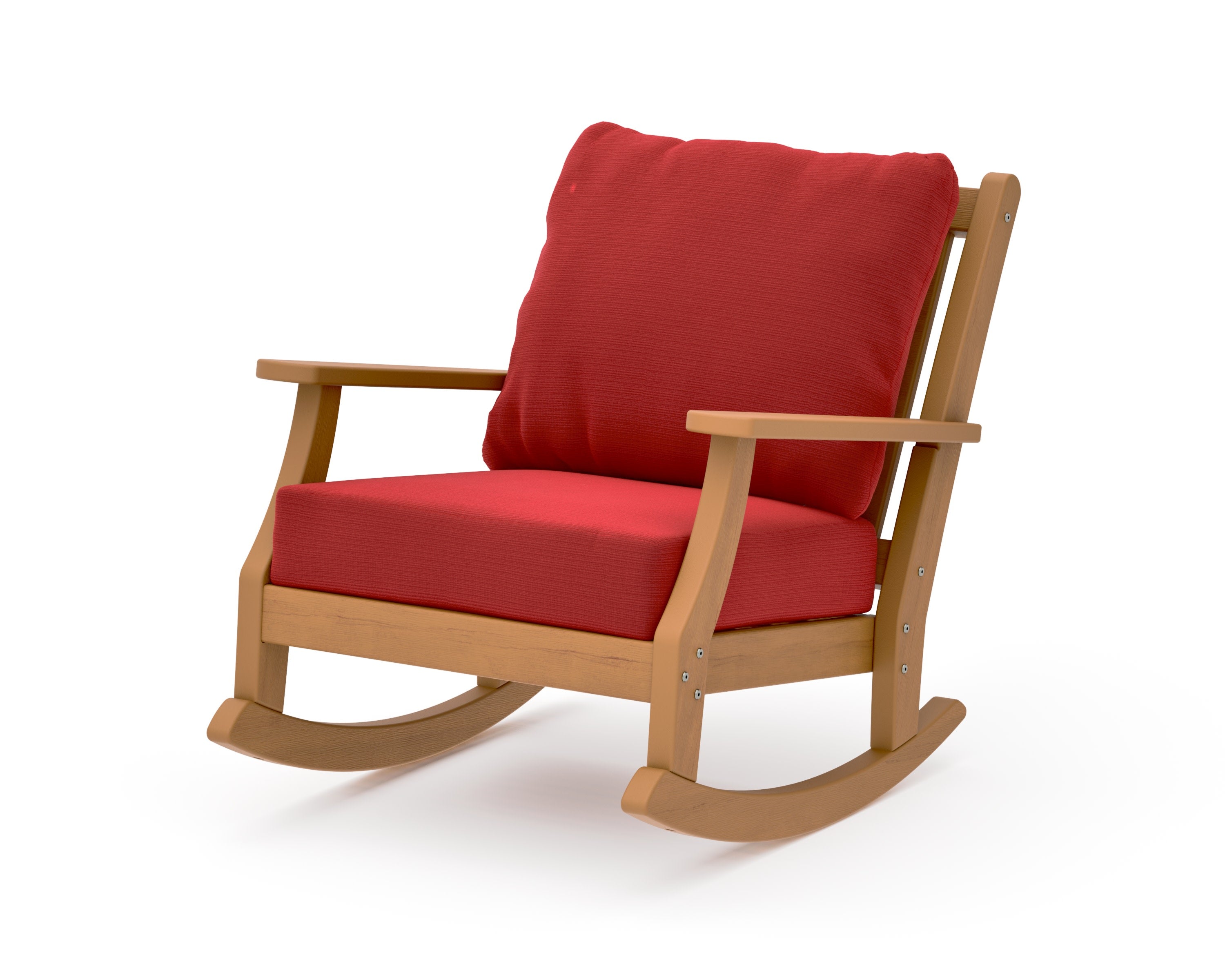 Wovendale Deep Seating Rocking Chair in Natural / Crimson Linen