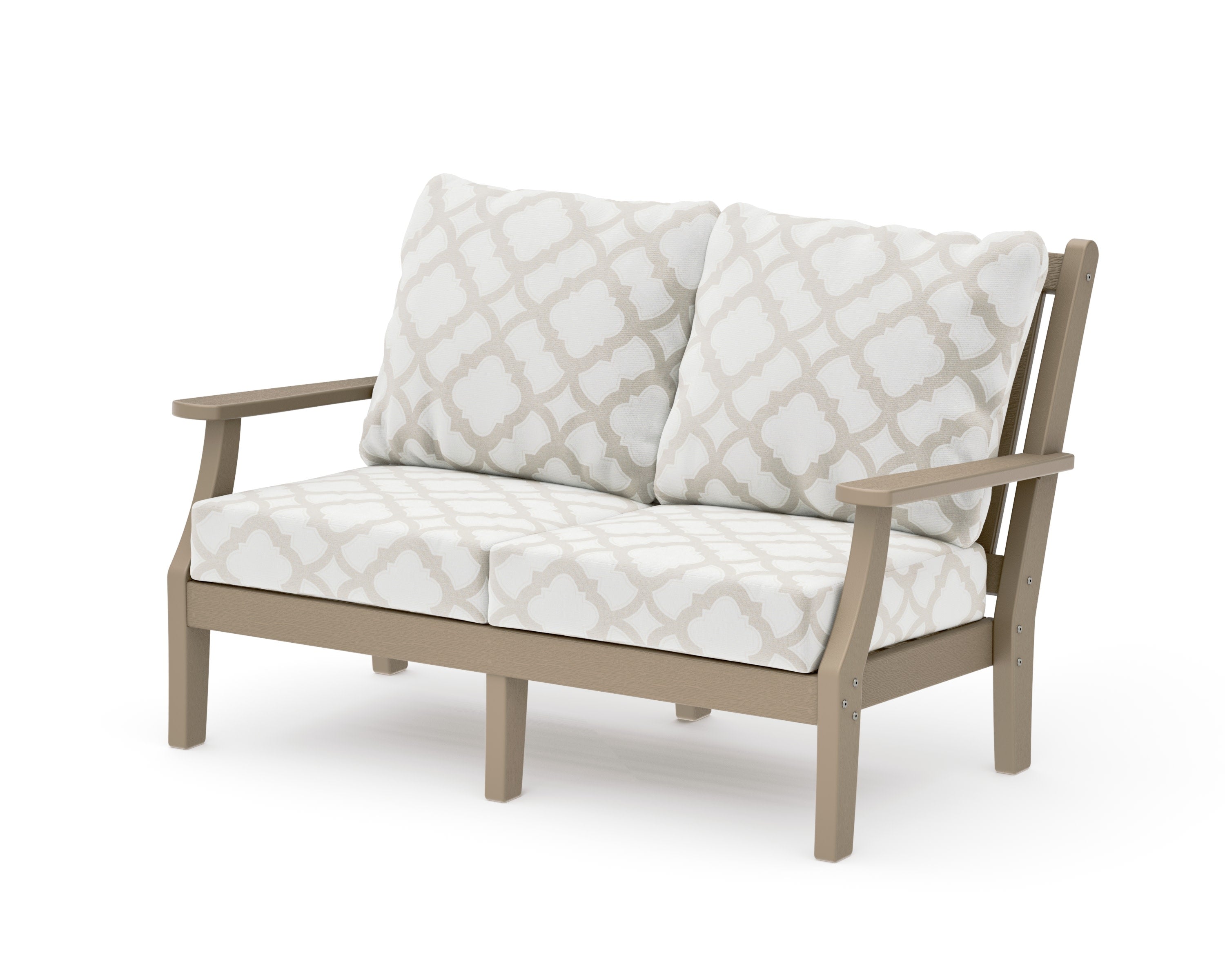 Wovendale Deep Seating Loveseat in Vintage Sahara / Trellis Dune Burlap