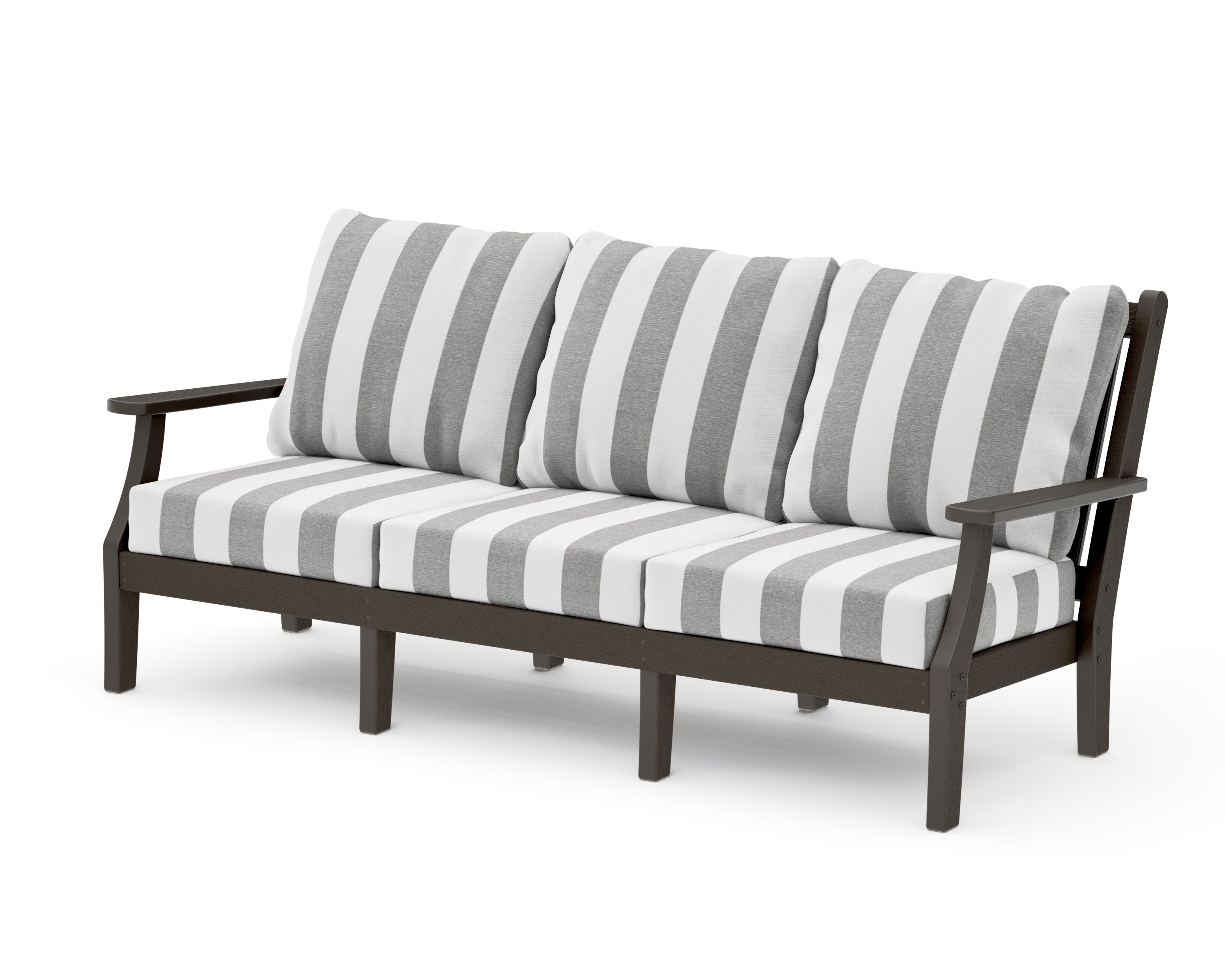 Wovendale Deep Seating Sofa in Vintage Coffee / Cabana Stripe Grey Mist