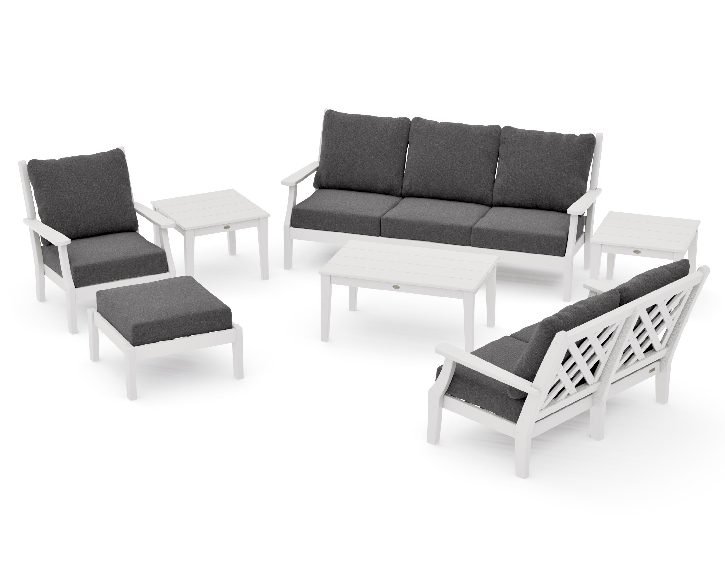 Wovendale 7-Piece Deep Seating Set in Vintage White / Ash Charcoal