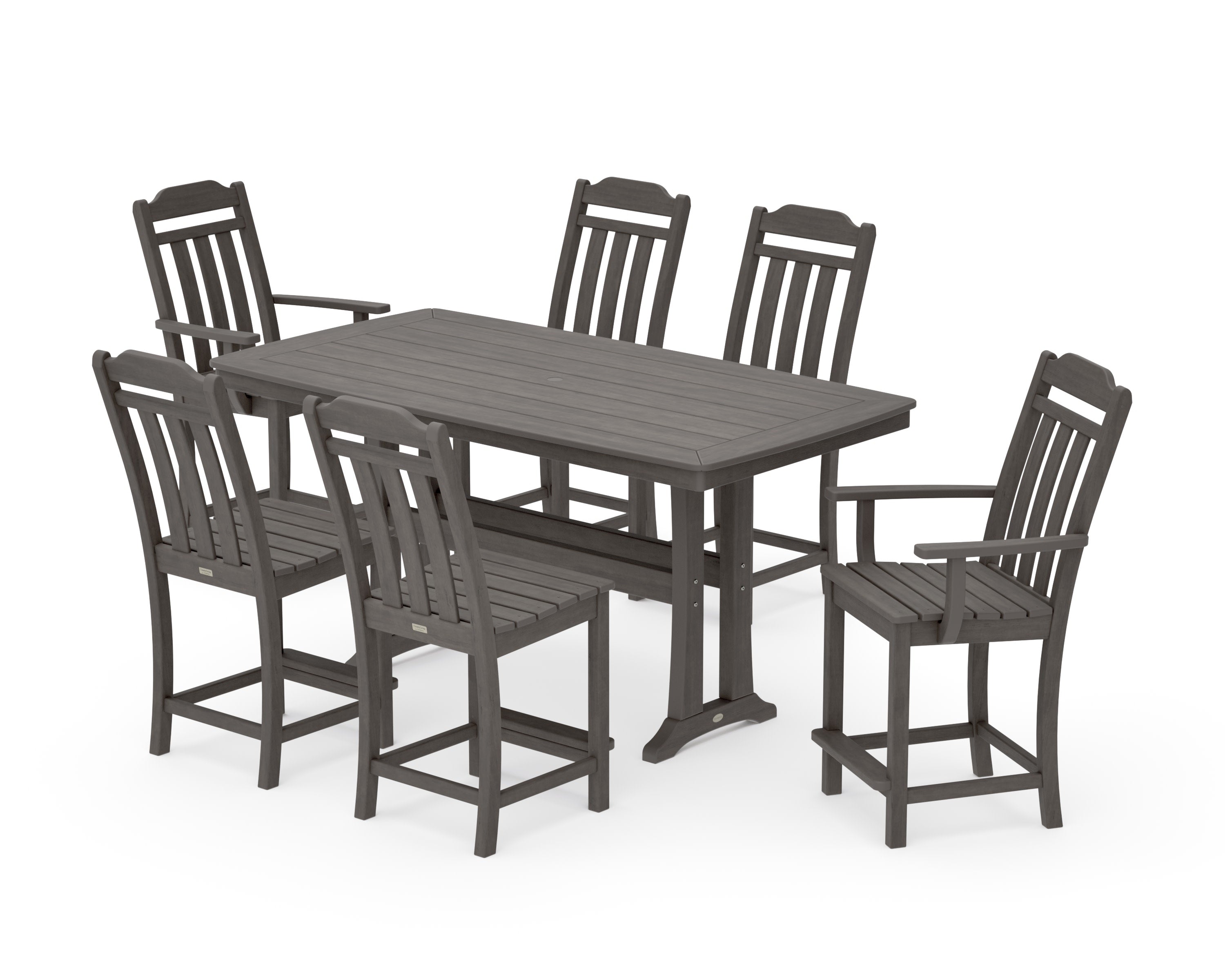 Cottage 7-Piece Counter Set with Trestle Legs in Driftwood