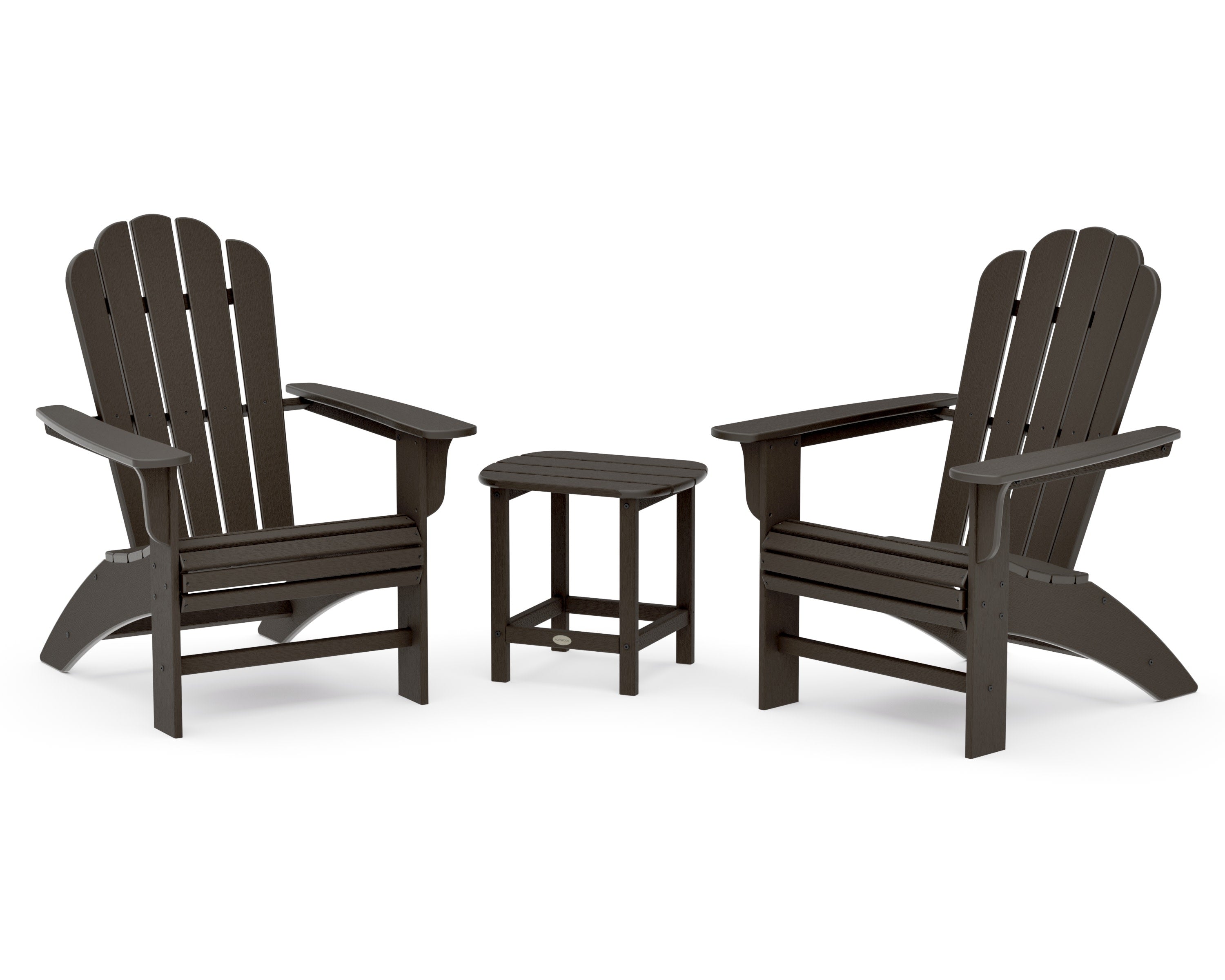 Cottage Curveback Adirondack Chair 3-Piece Set in Vintage Coffee