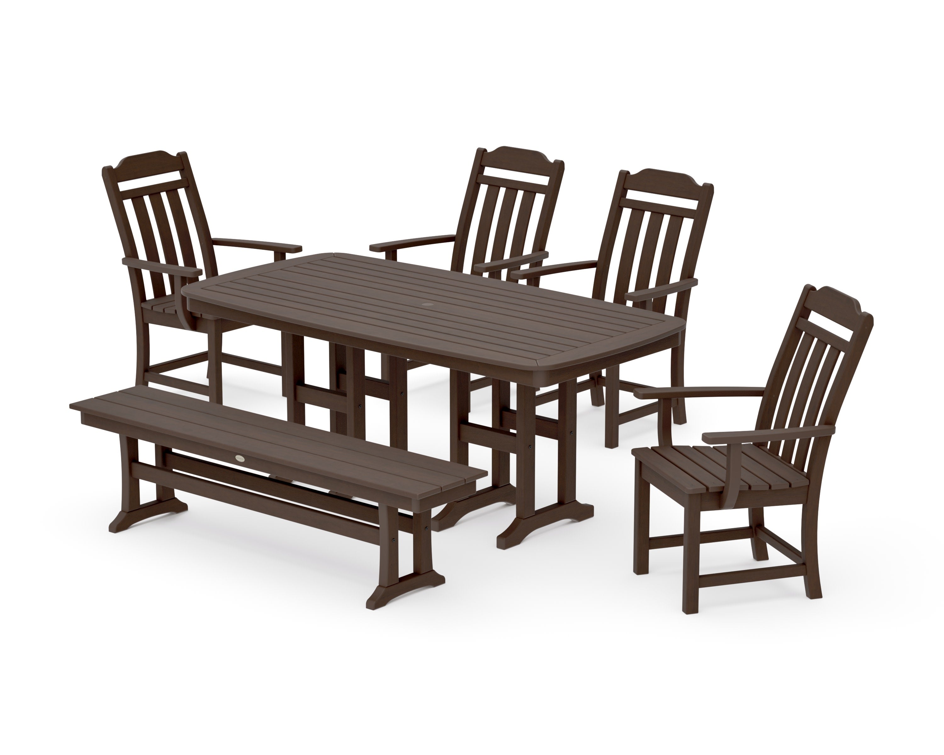 Cottage 6-Piece Dining Set with Bench in Kona