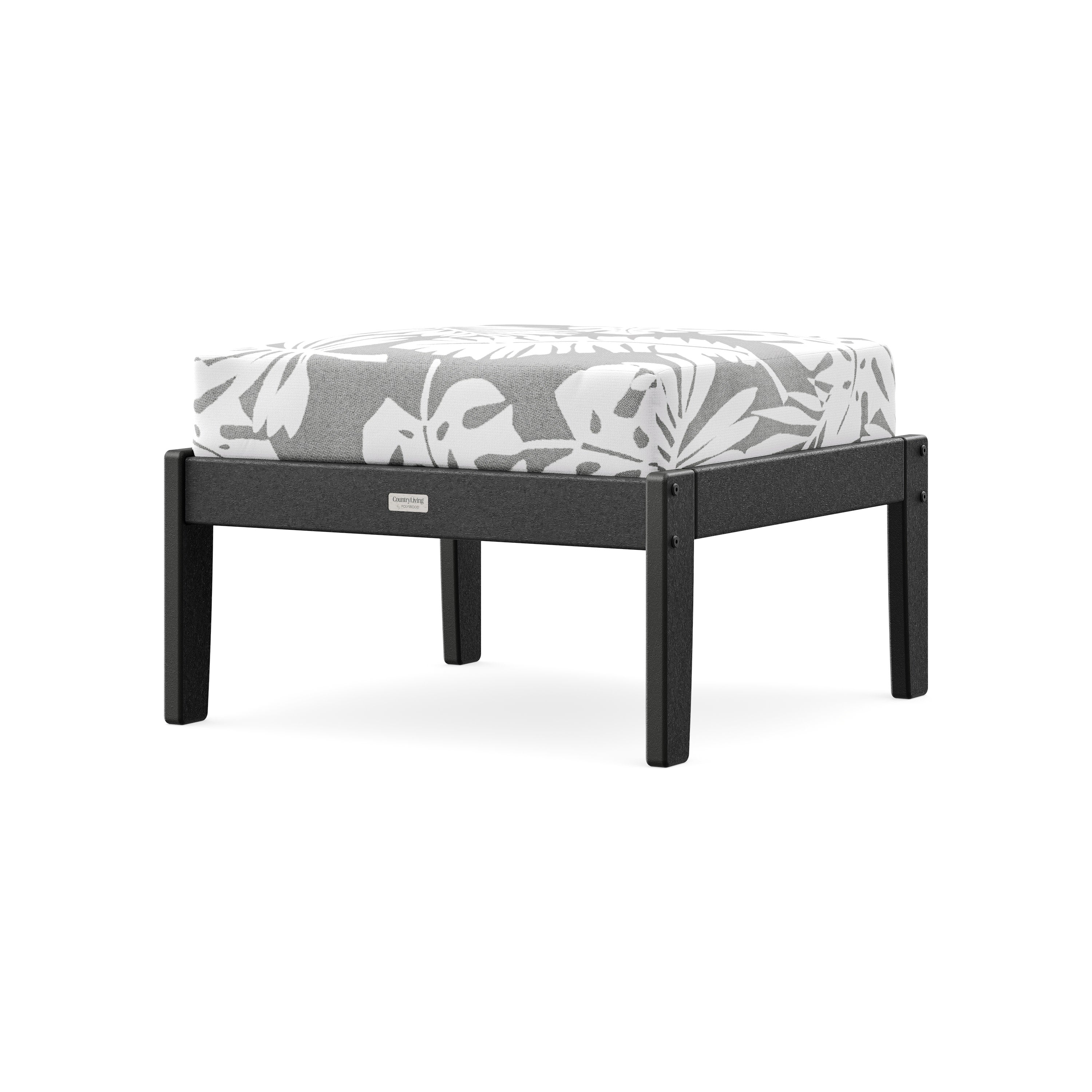 Cottage Deep Seating Ottoman in Black / Leaf Grey Mist