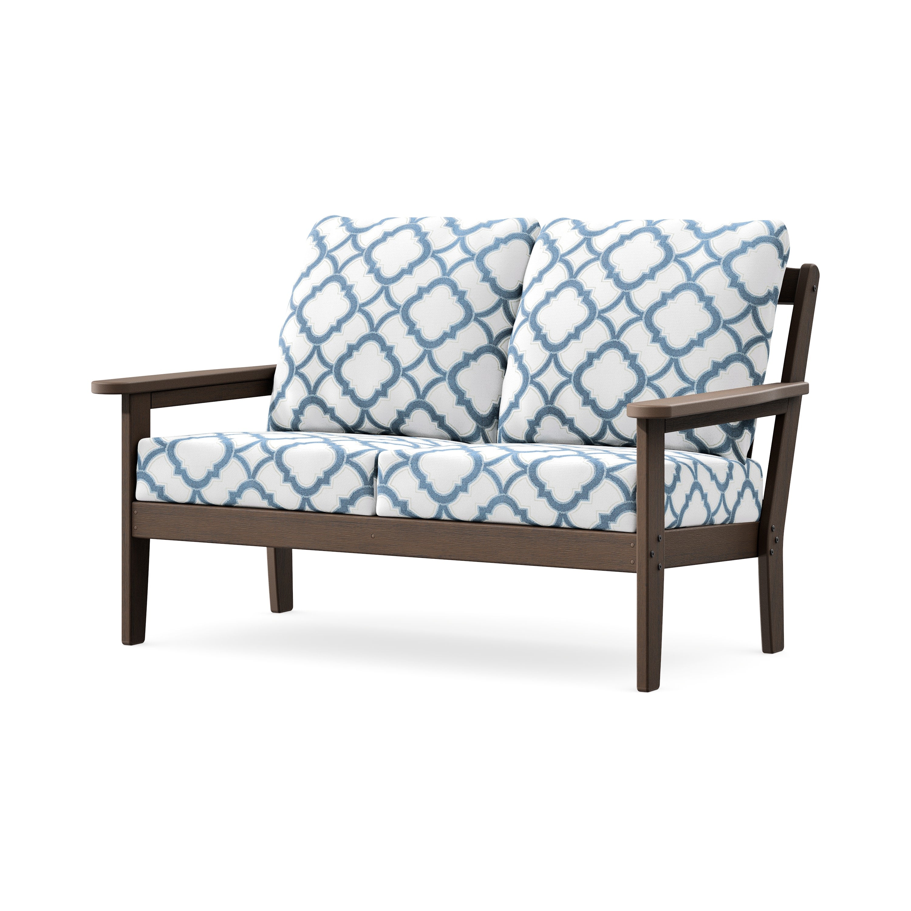 Cottage Deep Seating Loveseat in Kona / Trellis Sky Blue