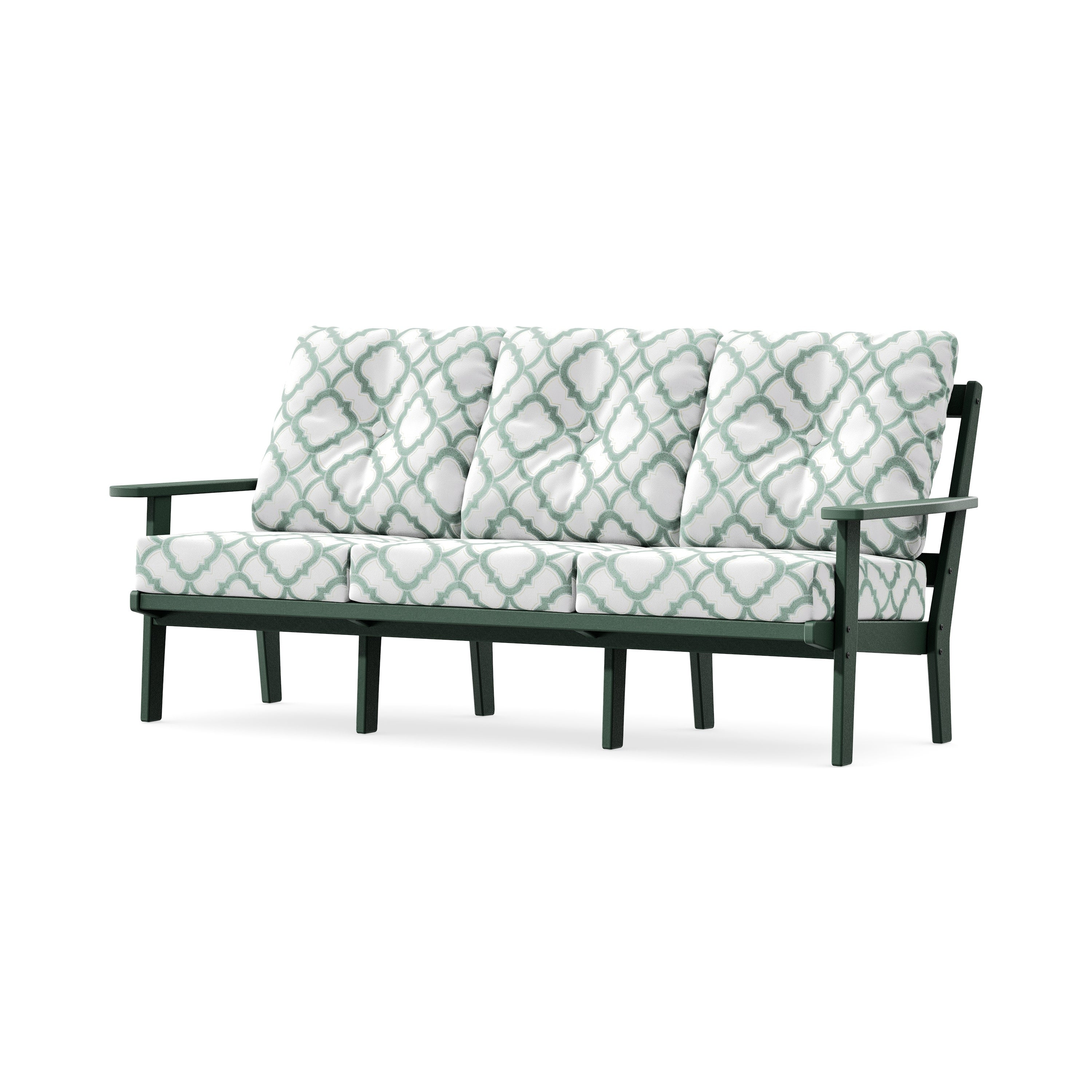 PrairieDeep Seating Sofa in Green / Trellis Glacier Spa