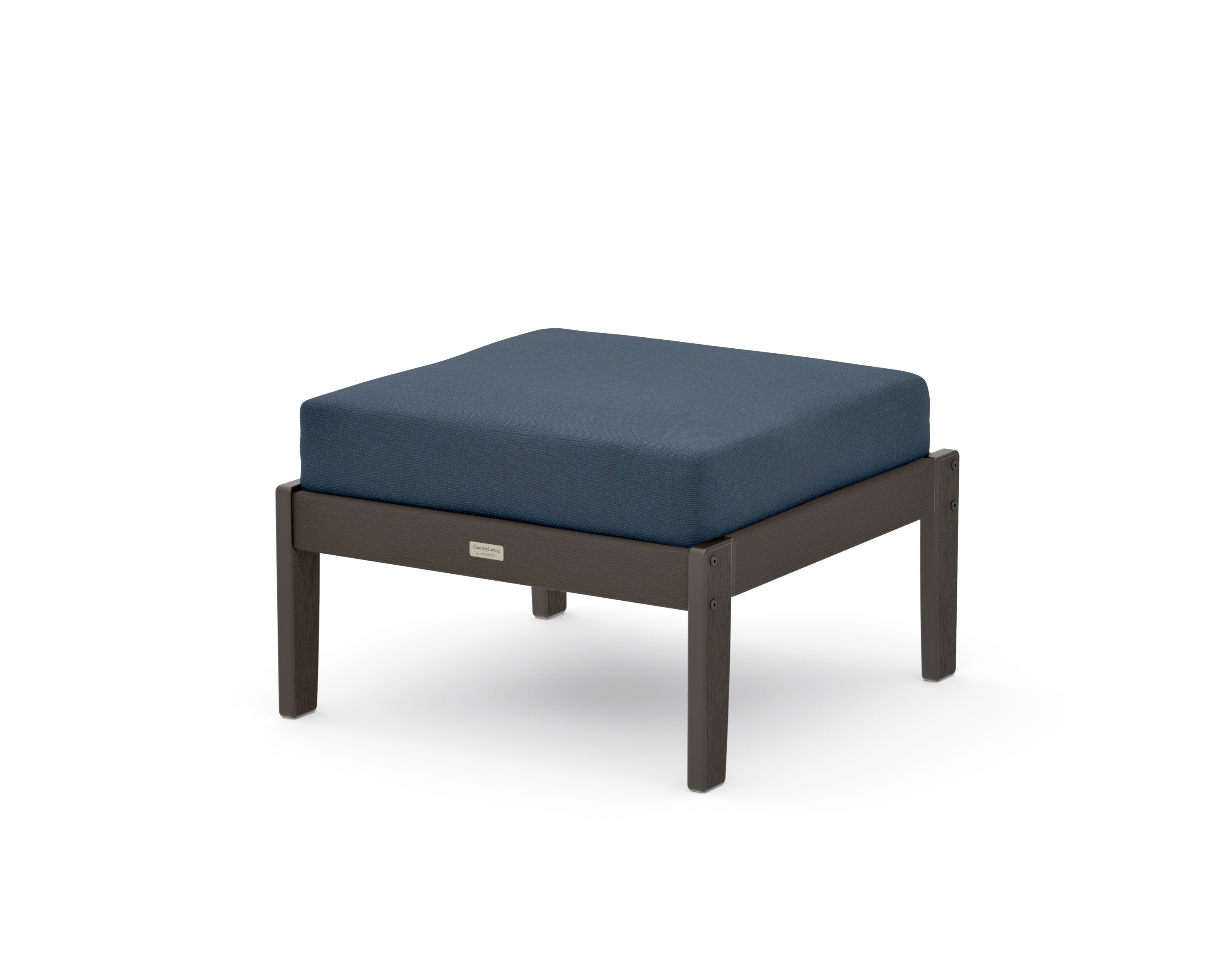 Cottage Deep Seating Ottoman in Vintage Coffee / Marine Indigo