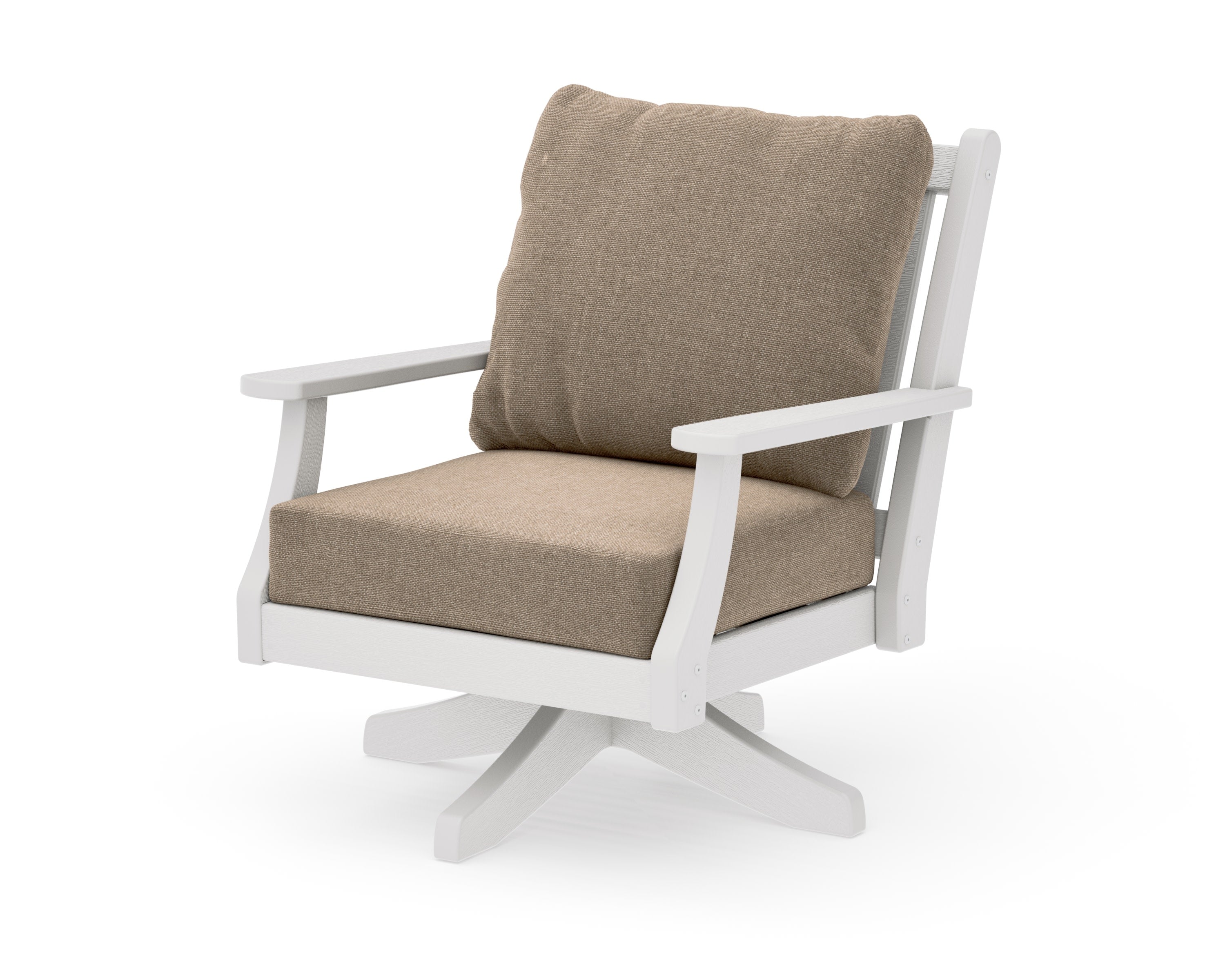 Wovendale Deep Seating Swivel Chair in Vintage White / Spiced Burlap