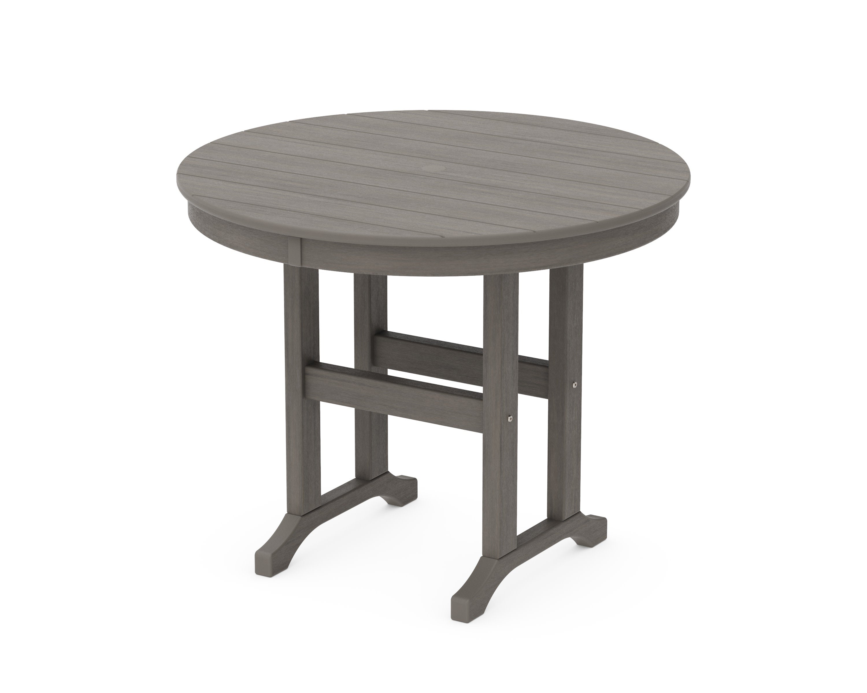 36" Round Farmhouse Dining Table in Driftwood