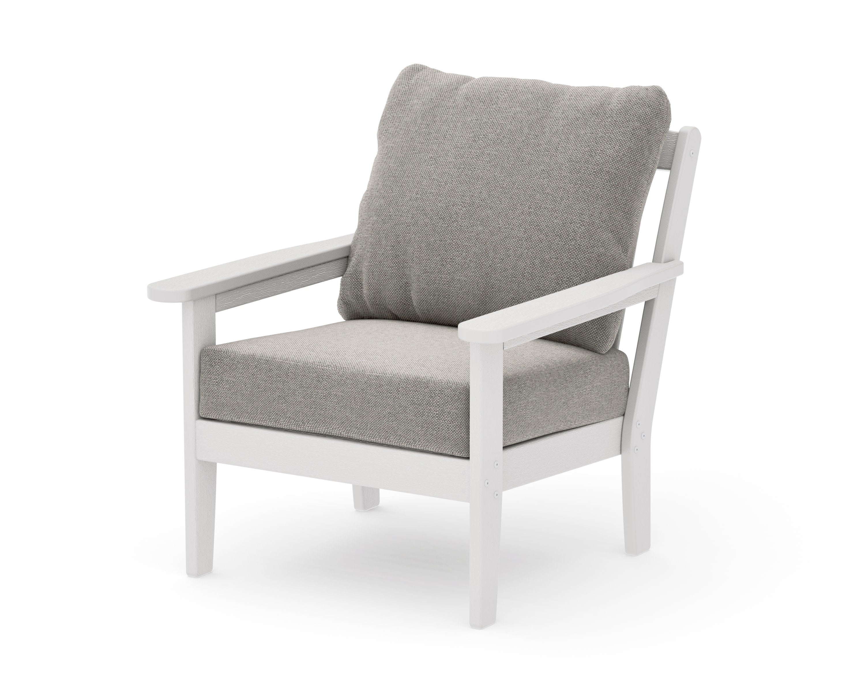 Cottage Deep Seating Chair in Vintage White / Weathered Tweed