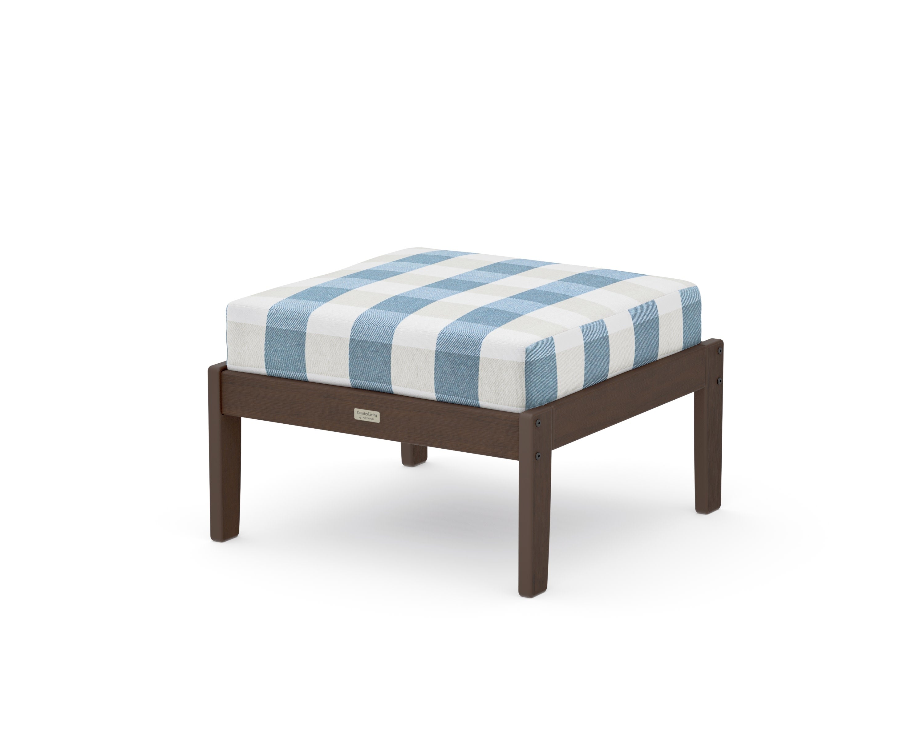 Cottage Deep Seating Ottoman in Kona / Buffalo Plaid Sky Blue