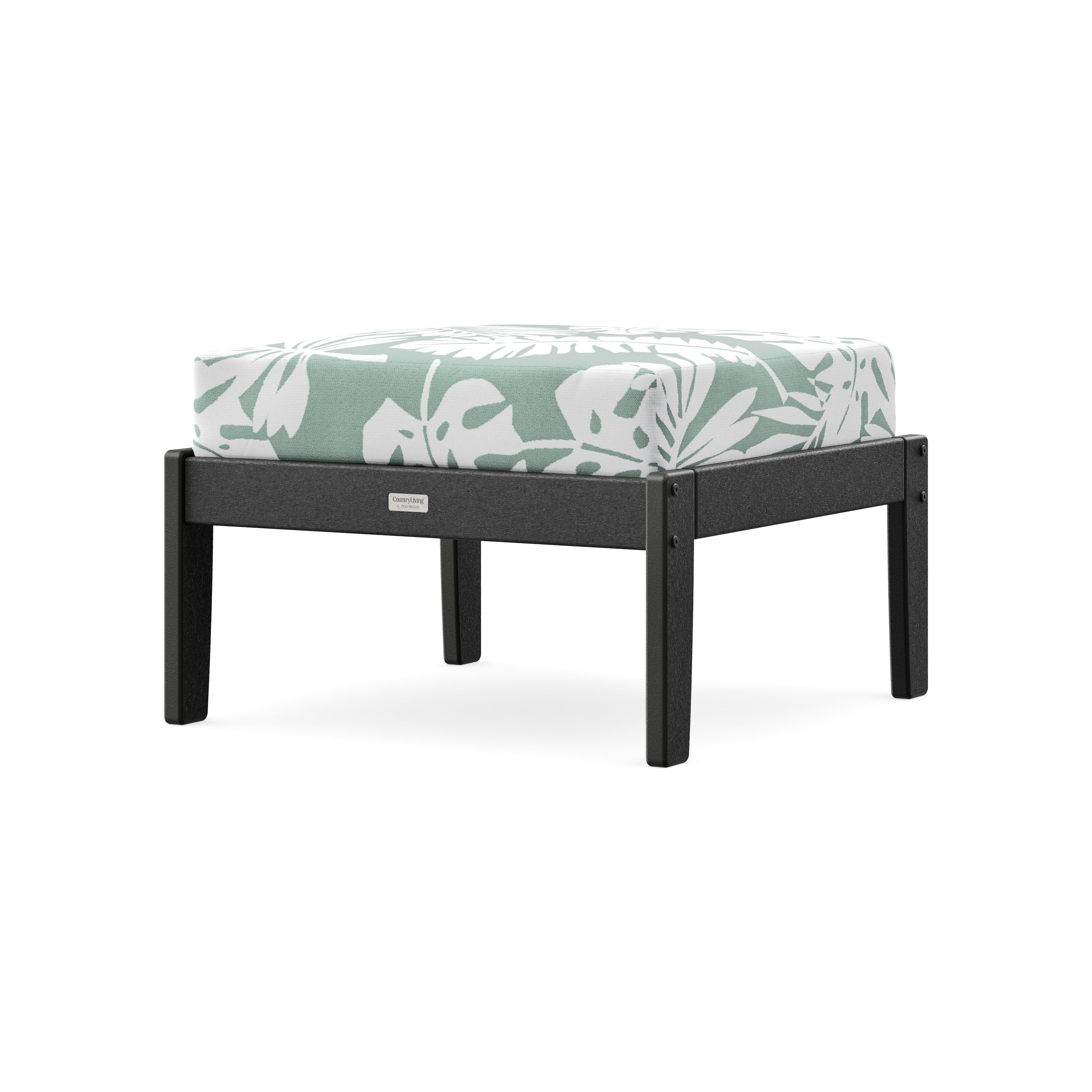 Cottage Deep Seating Ottoman in Black / Leaf Glacier Spa