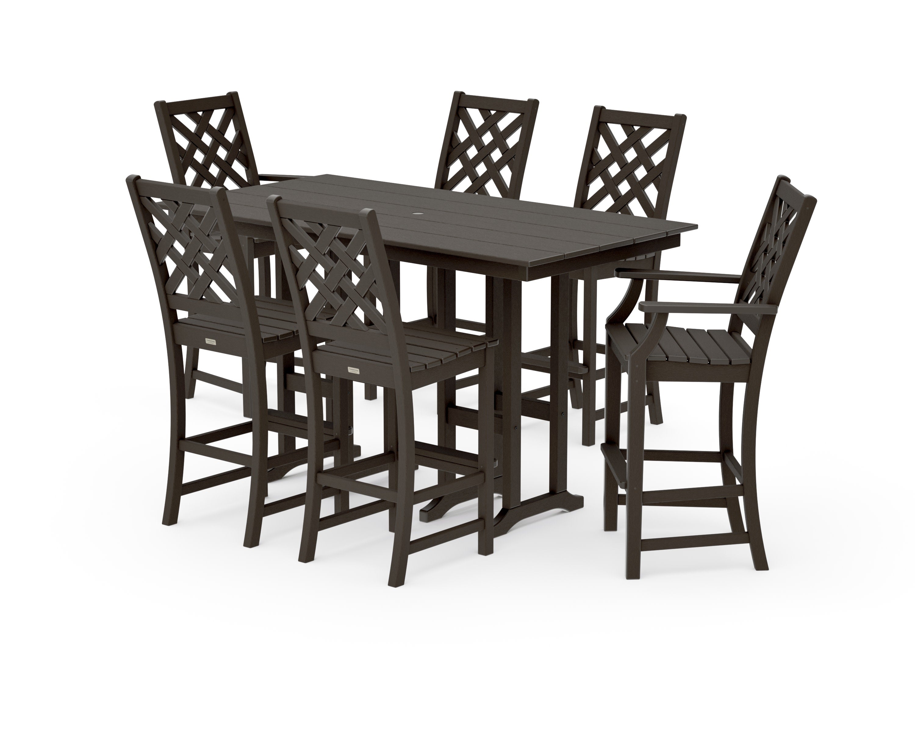 Wovendale 7-Piece Farmhouse Bar Set in Vintage Coffee