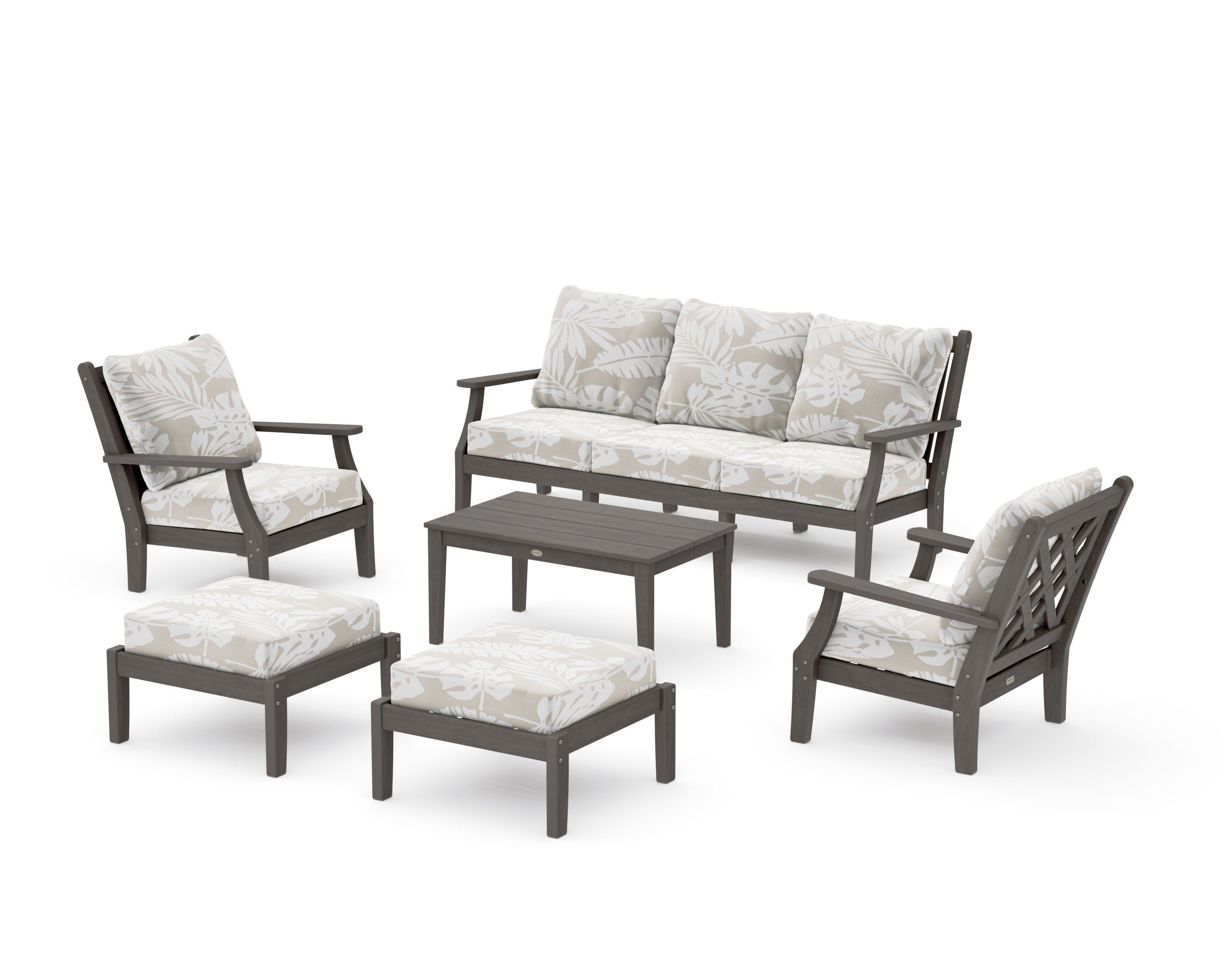Wovendale 6-Piece Lounge Sofa Set in Driftwood / Leaf Dune Burlap