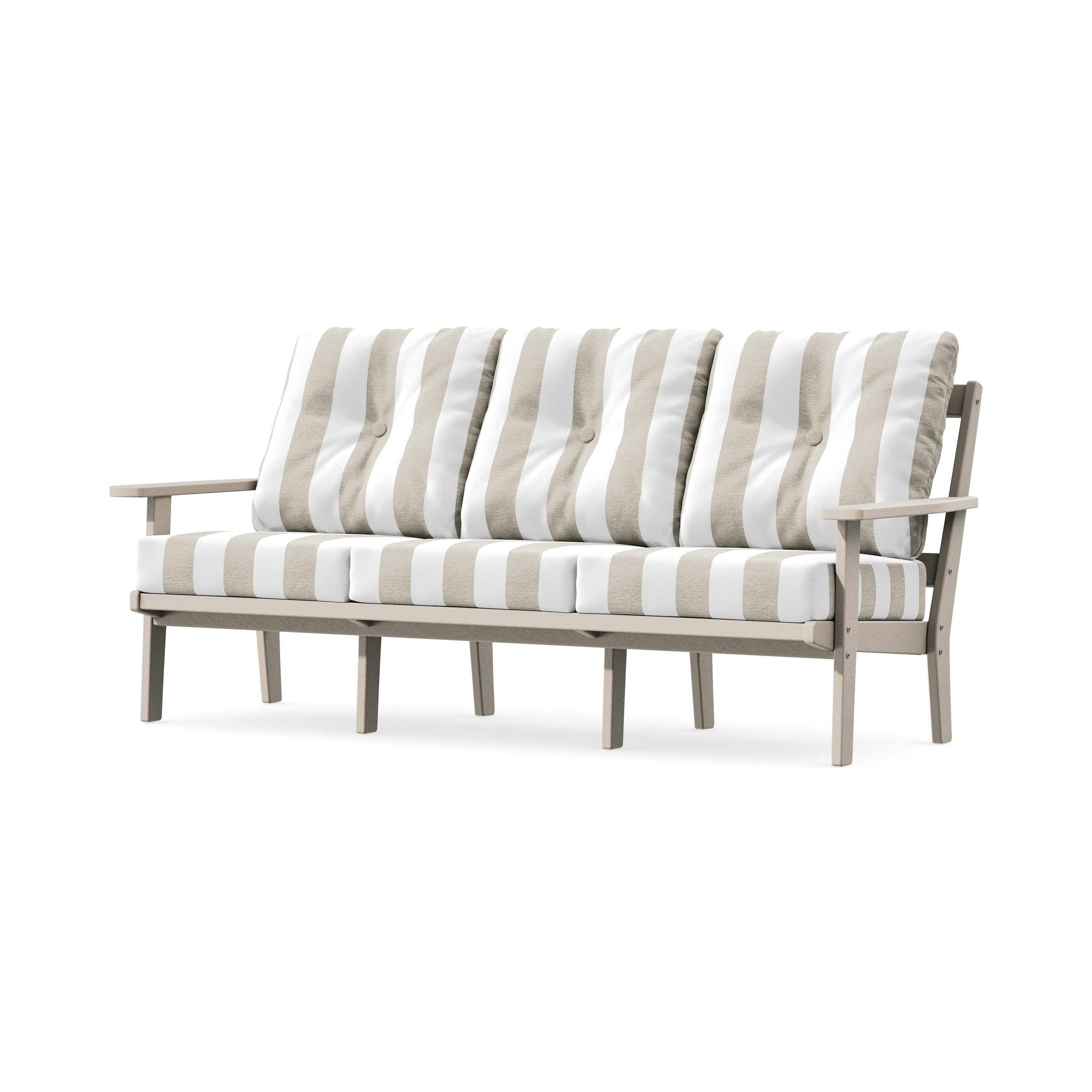 PrairieDeep Seating Sofa in Sand / Cabana Stripe Dune Burlap