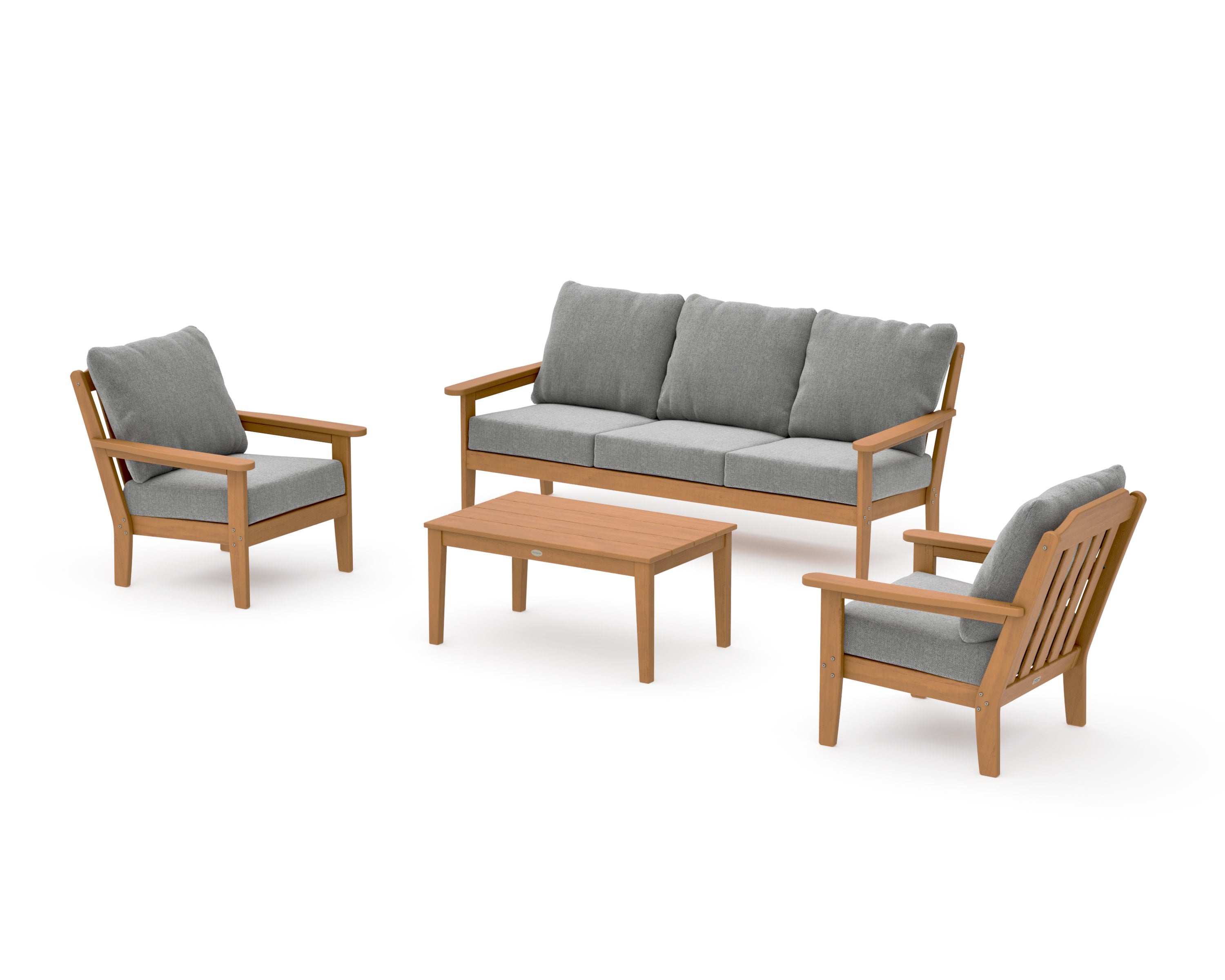 Cottage 4-Piece Deep Seating Set with Sofa in Natural / Grey Mist