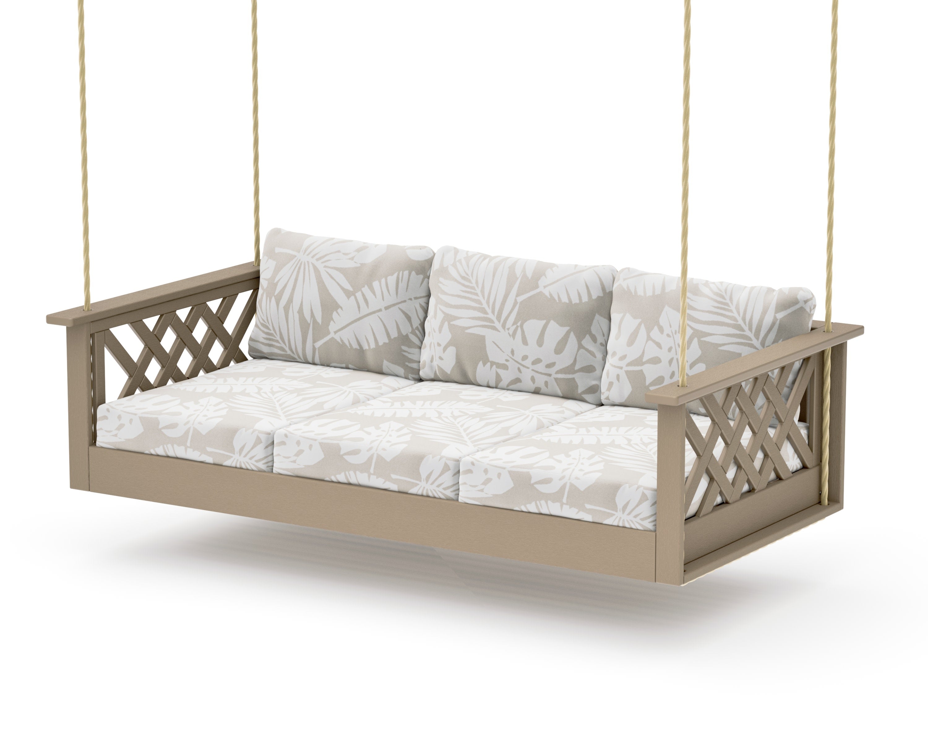Wovendale Daybed Swing in Vintage Sahara / Leaf Dune Burlap