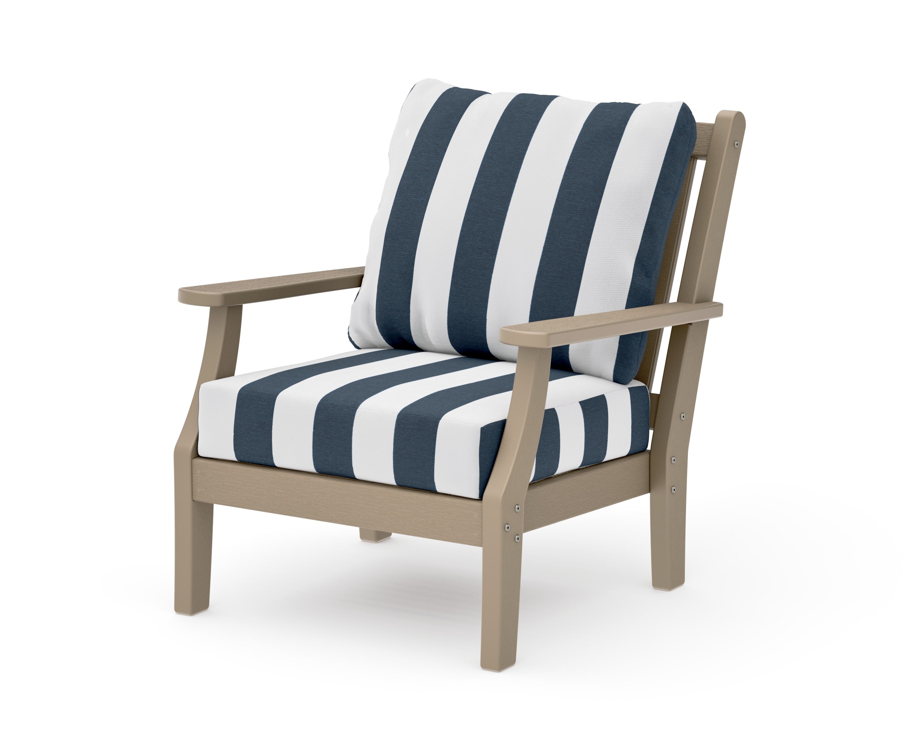 Wovendale Deep Seating Chair in Vintage Sahara / Cabana Stripe Marine Indigo