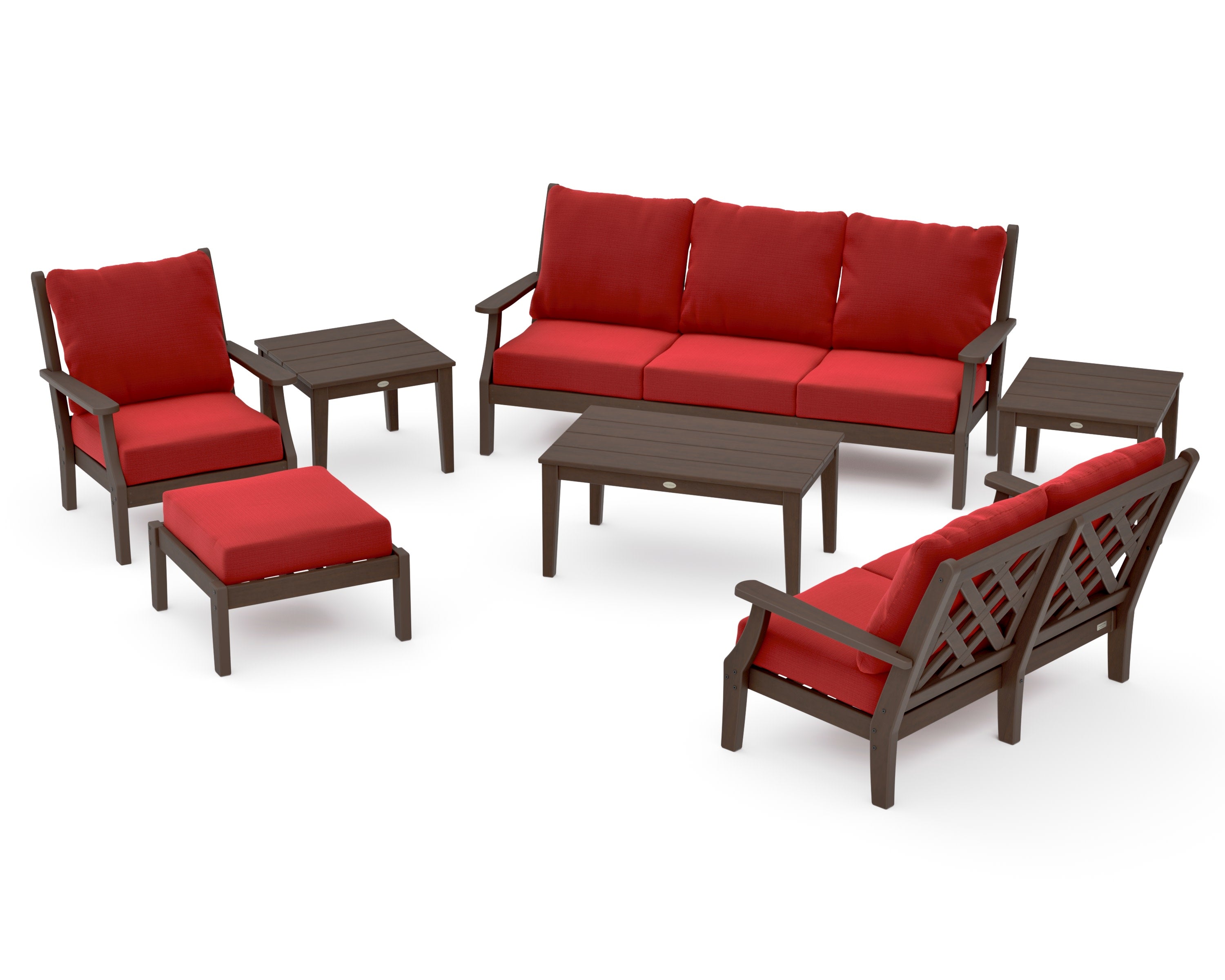 Wovendale 7-Piece Deep Seating Set in Kona / Crimson Linen