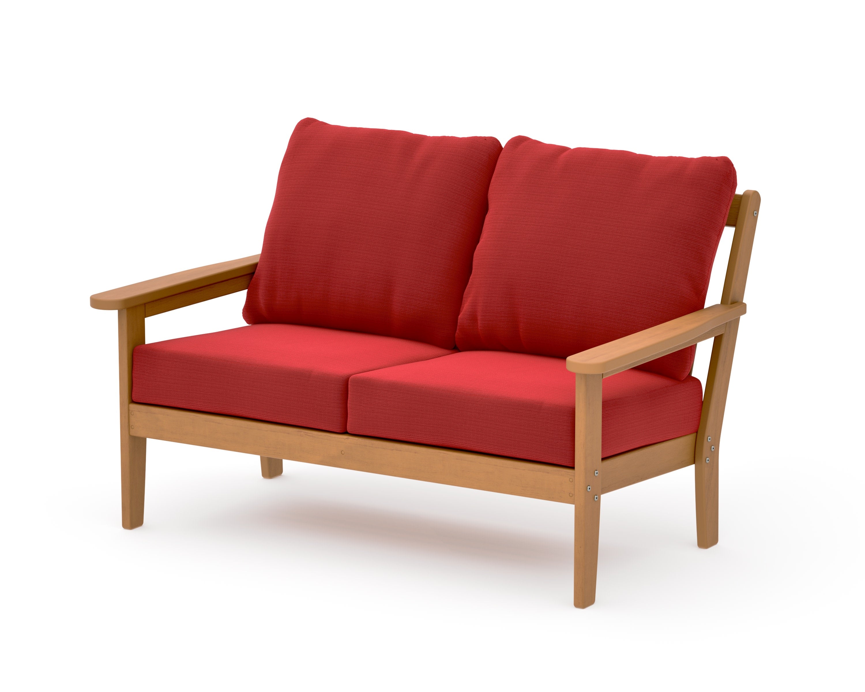 Cottage Deep Seating Loveseat in Natural / Crimson Linen