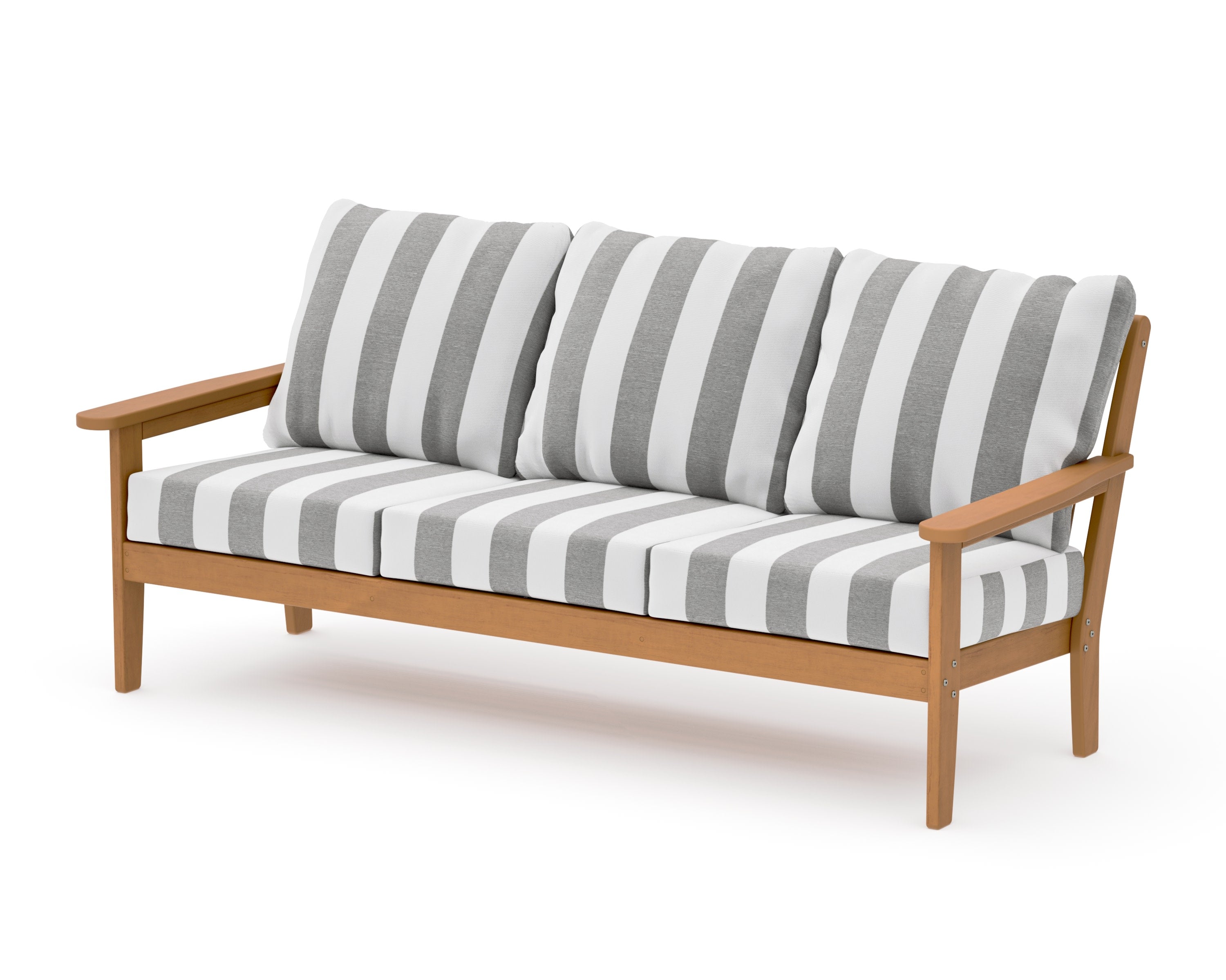 Cottage Deep Seating Sofa in Natural / Cabana Stripe Grey Mist