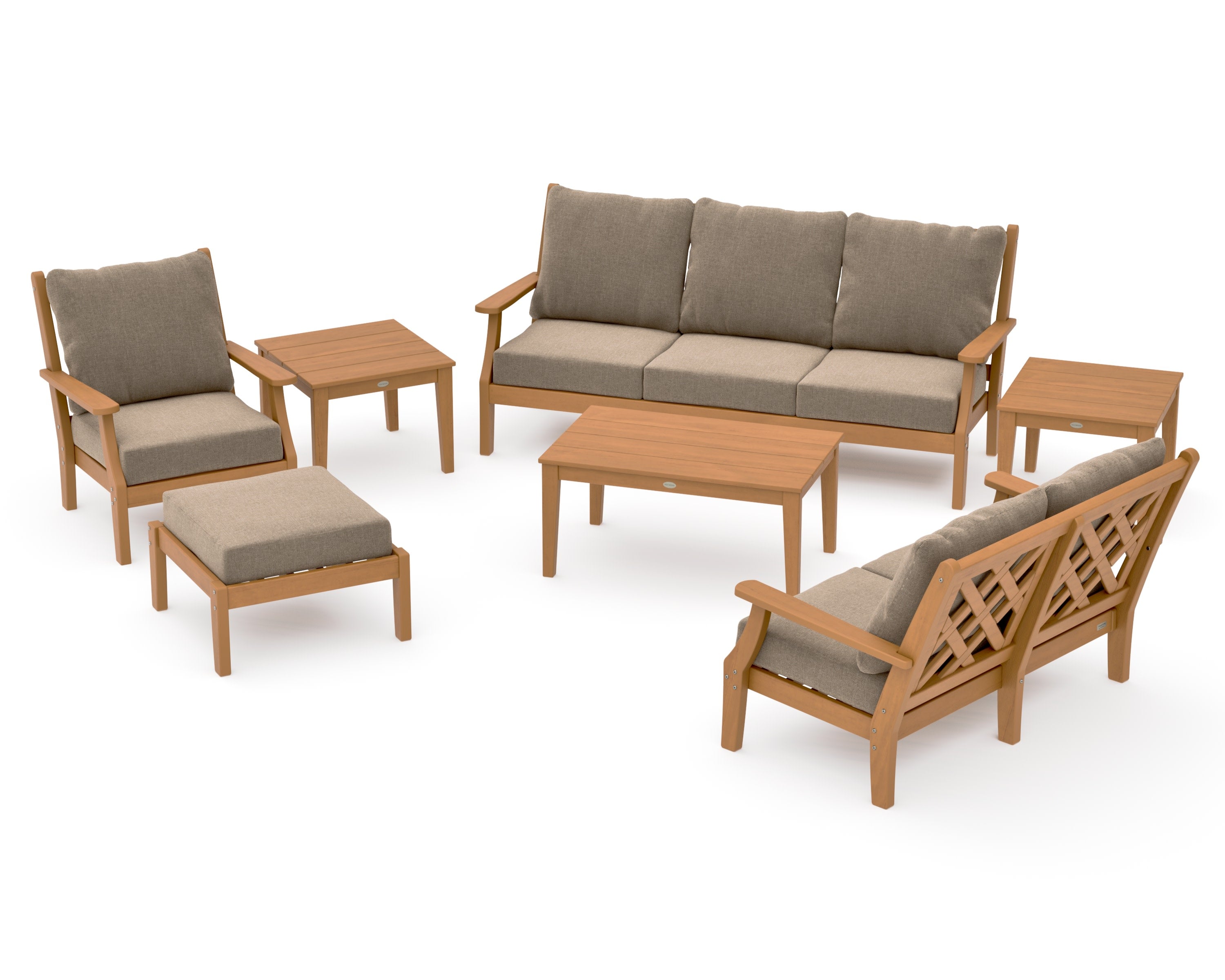 Wovendale 7-Piece Deep Seating Set in Natural / Spiced Burlap