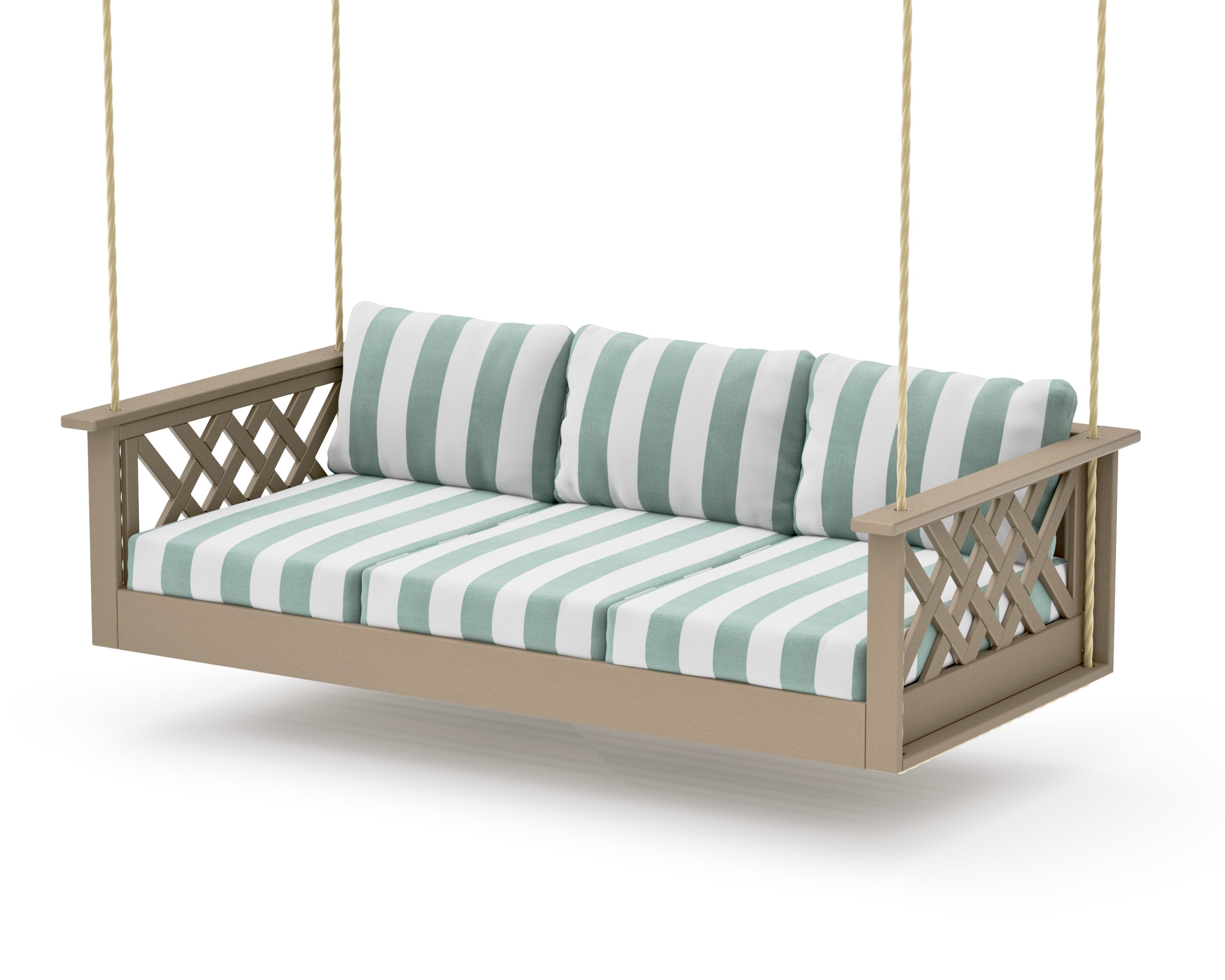 Wovendale Daybed Swing in Vintage Sahara / Cabana Stripe Glacier Spa